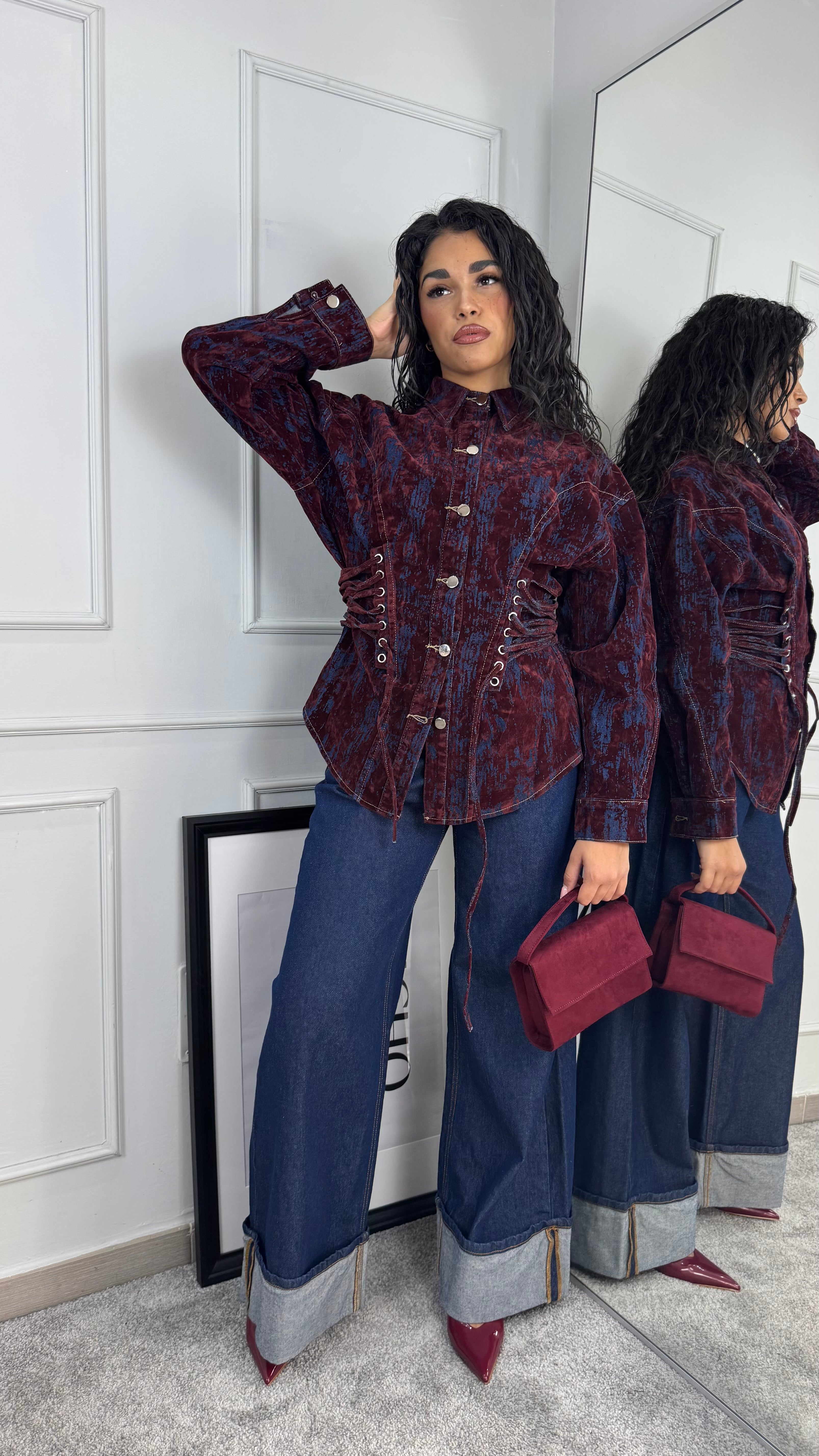Camicia stringhe velvet