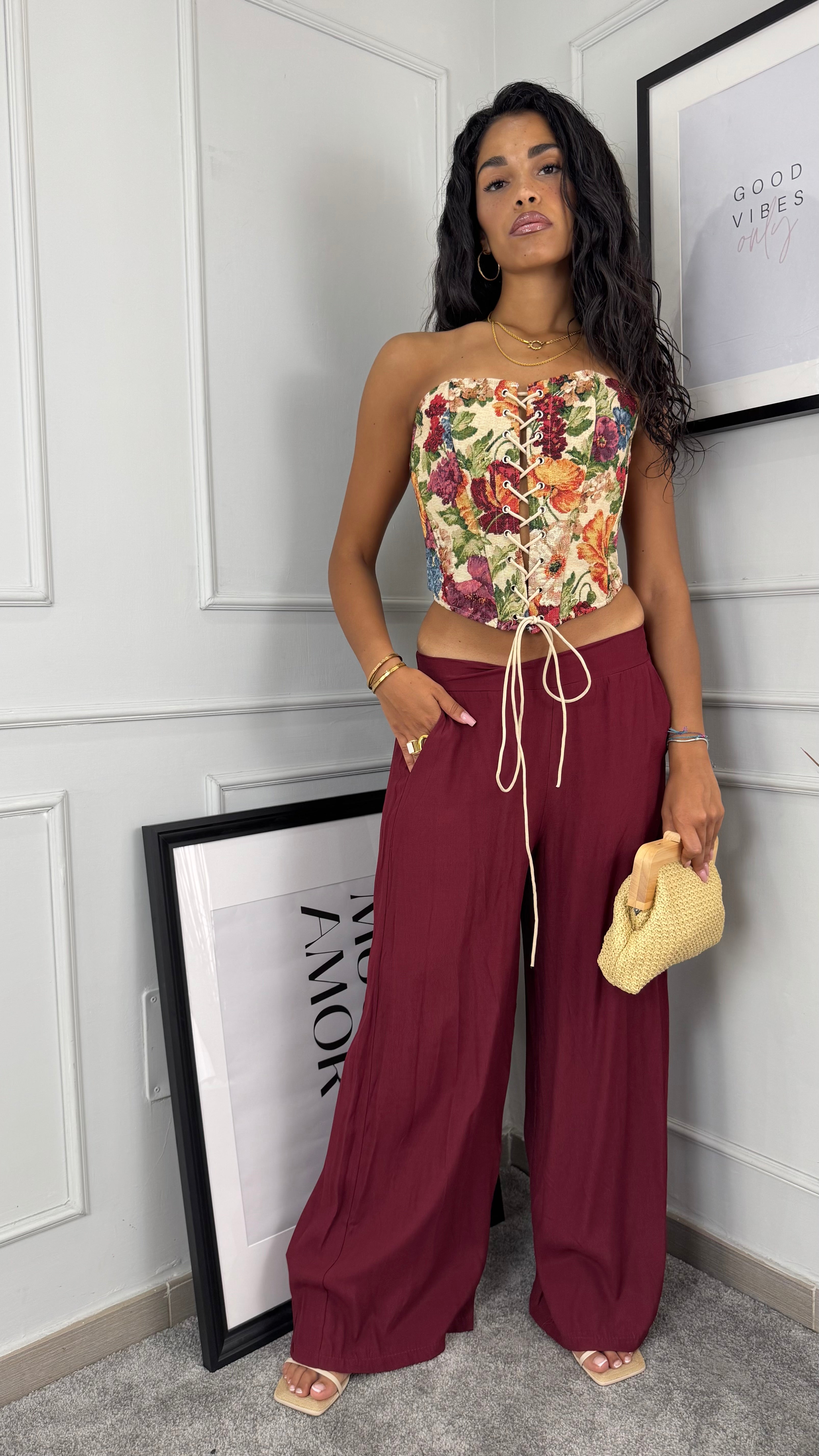 Pantaloni harmony bordeaux - Gieltotalook