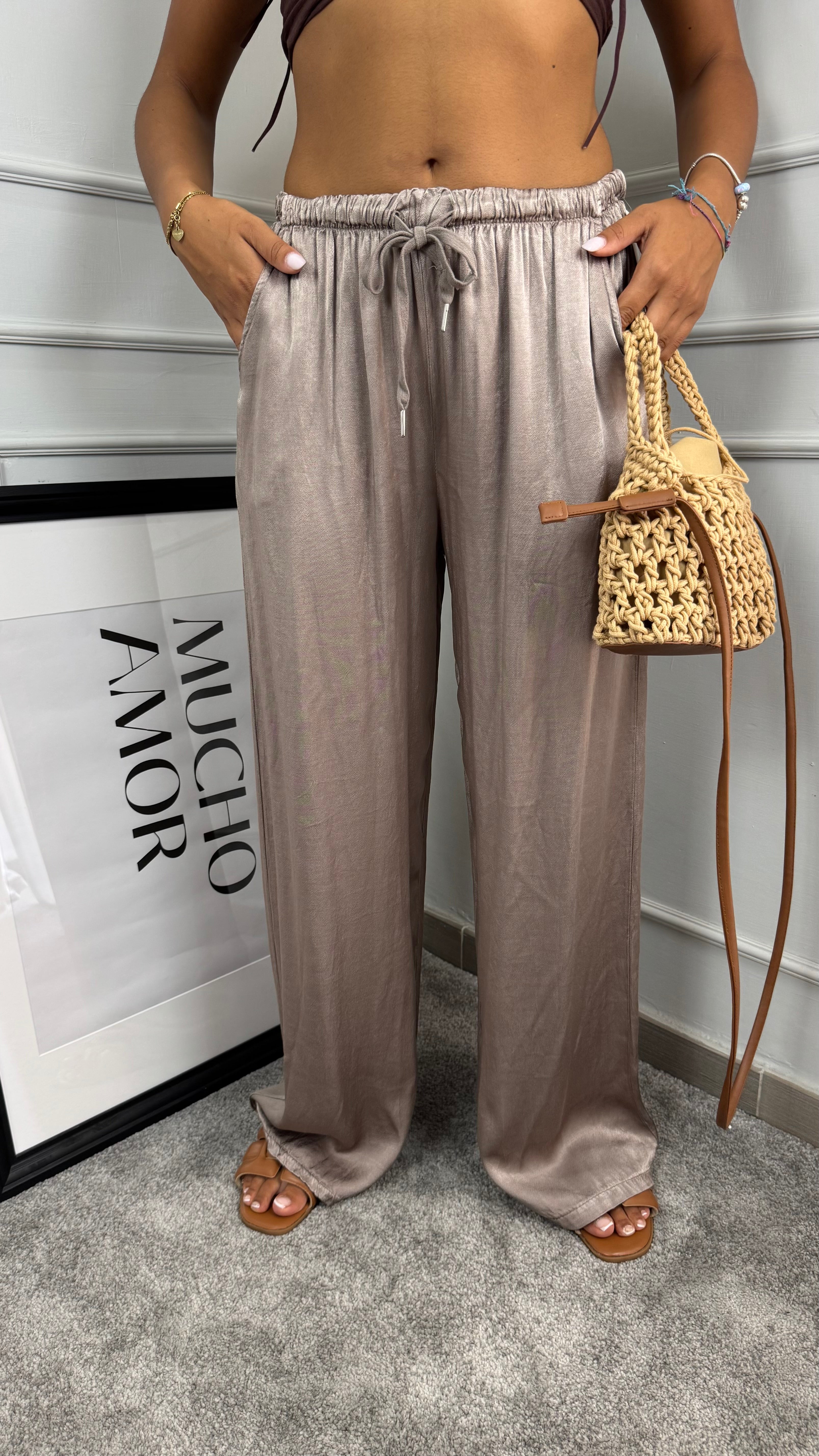 Pantaloni satin choco