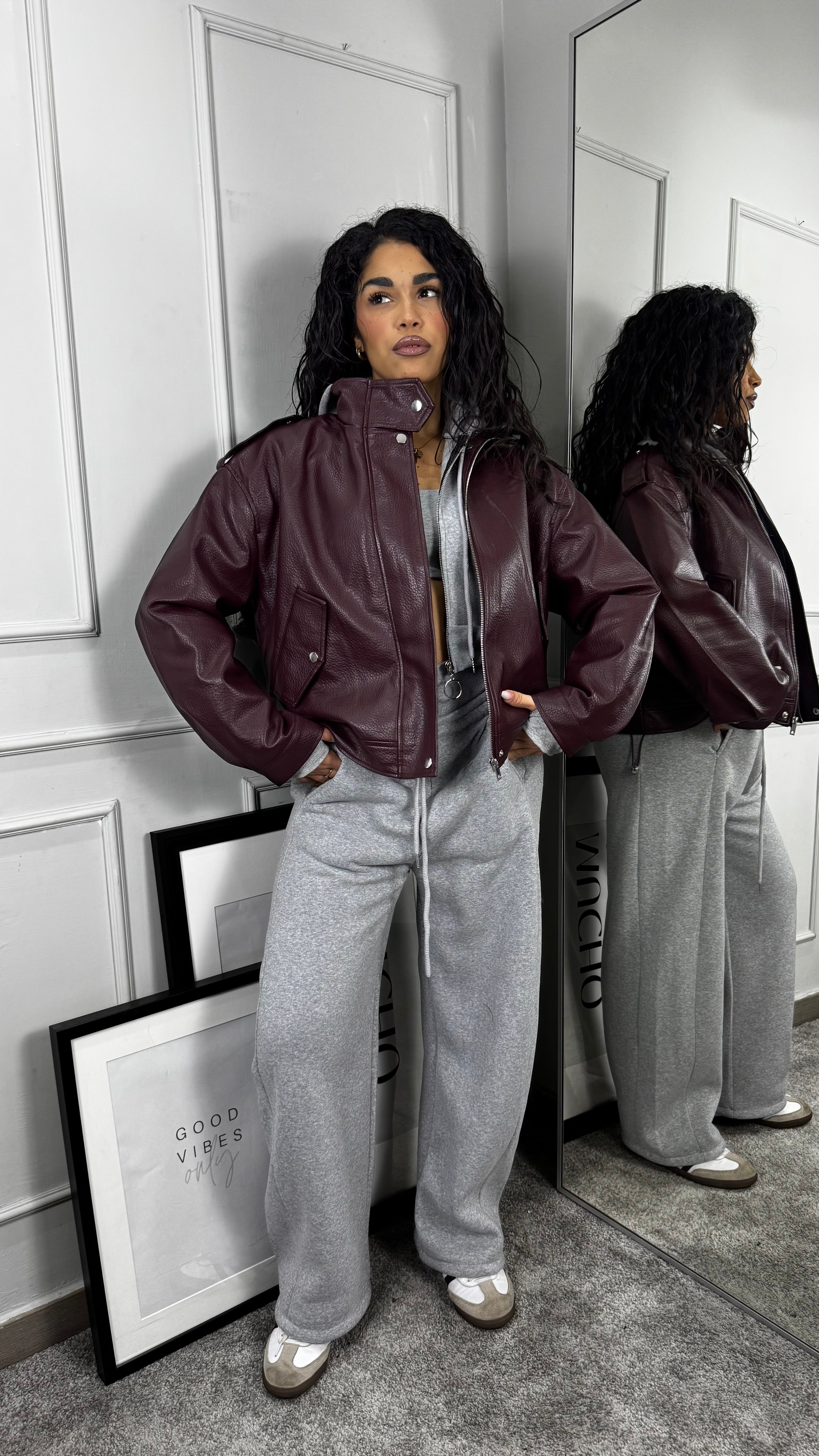 Giubbino ecopelle burgundy