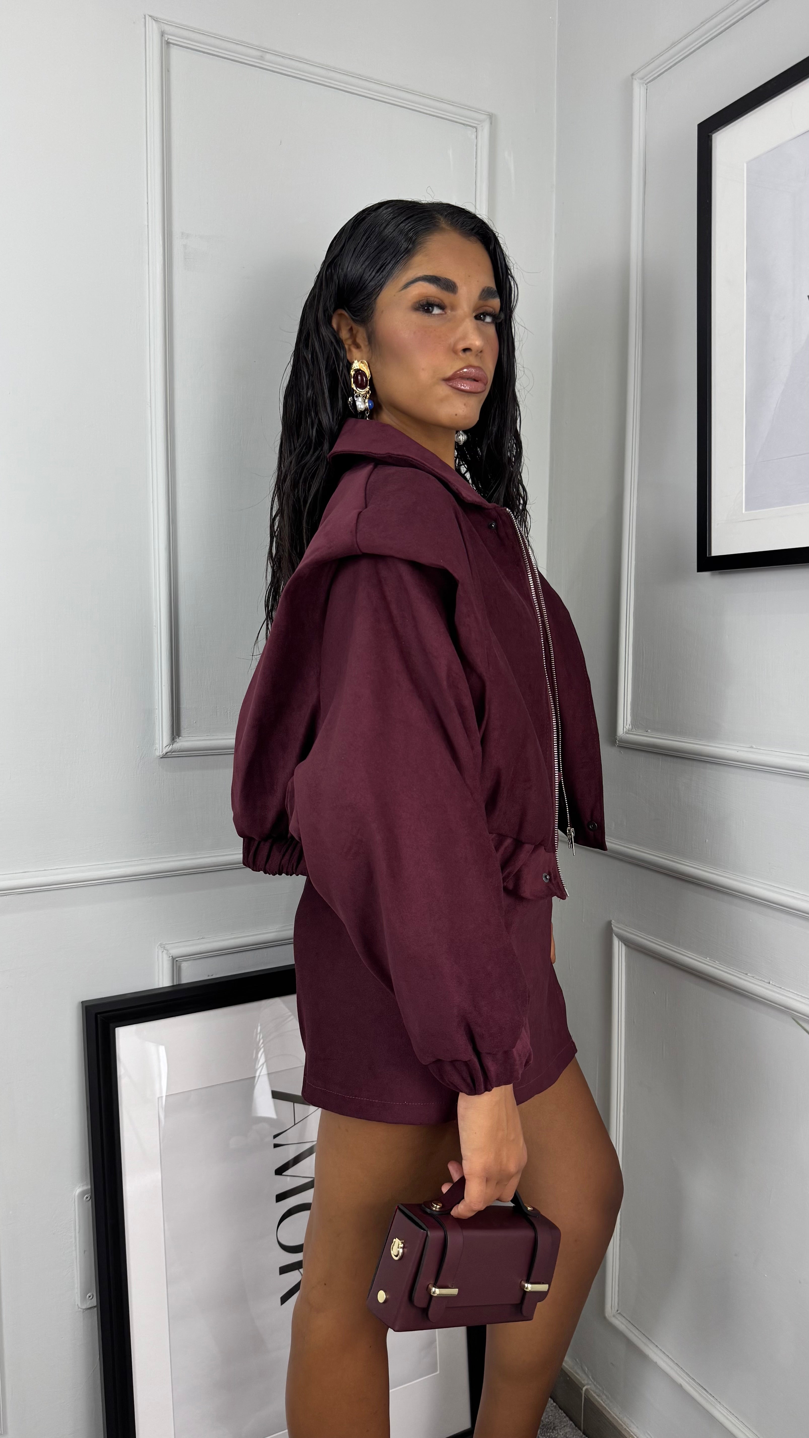 Coordinato camoscio bordeaux