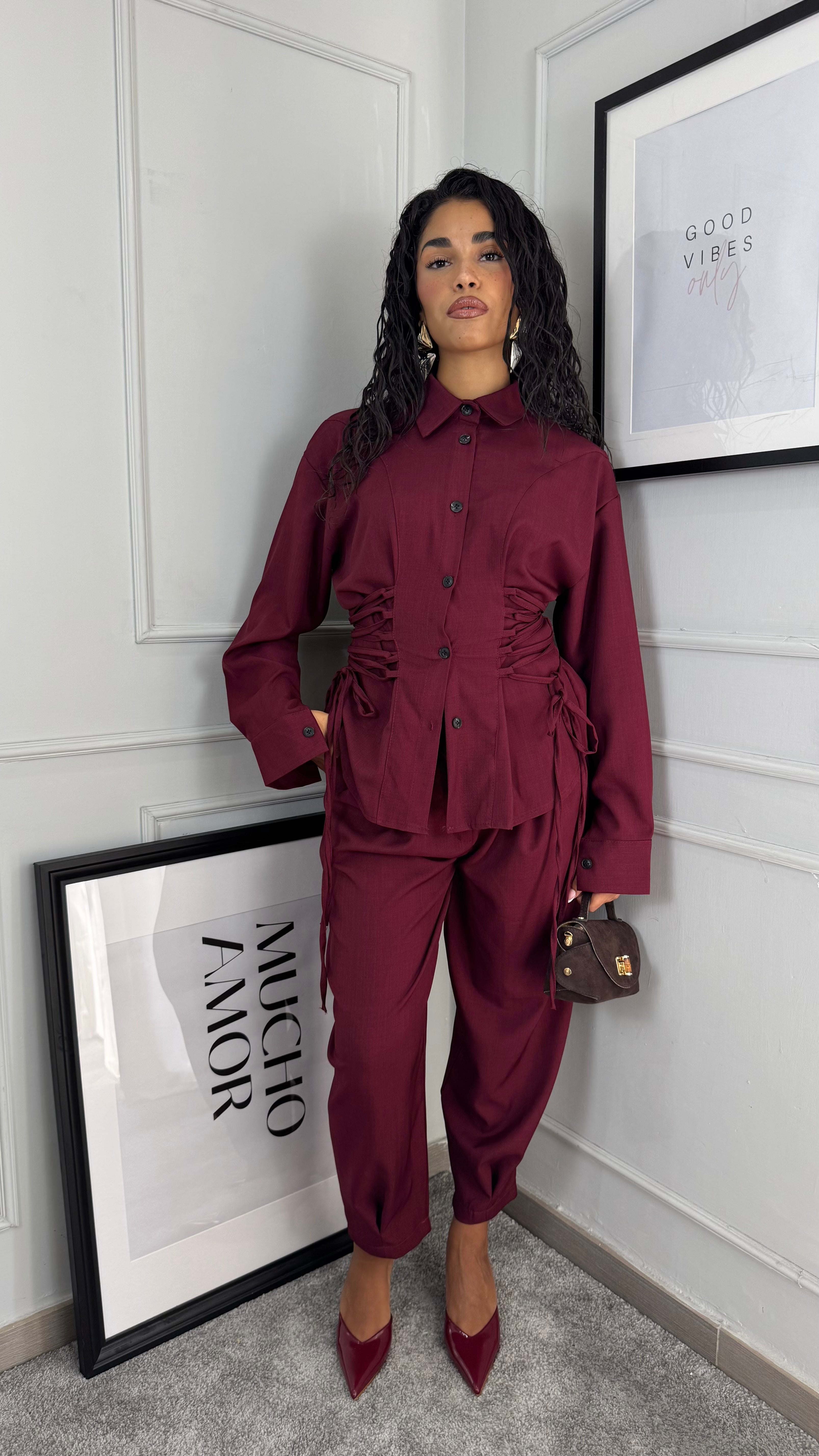 Coordinato stringhe bordeaux