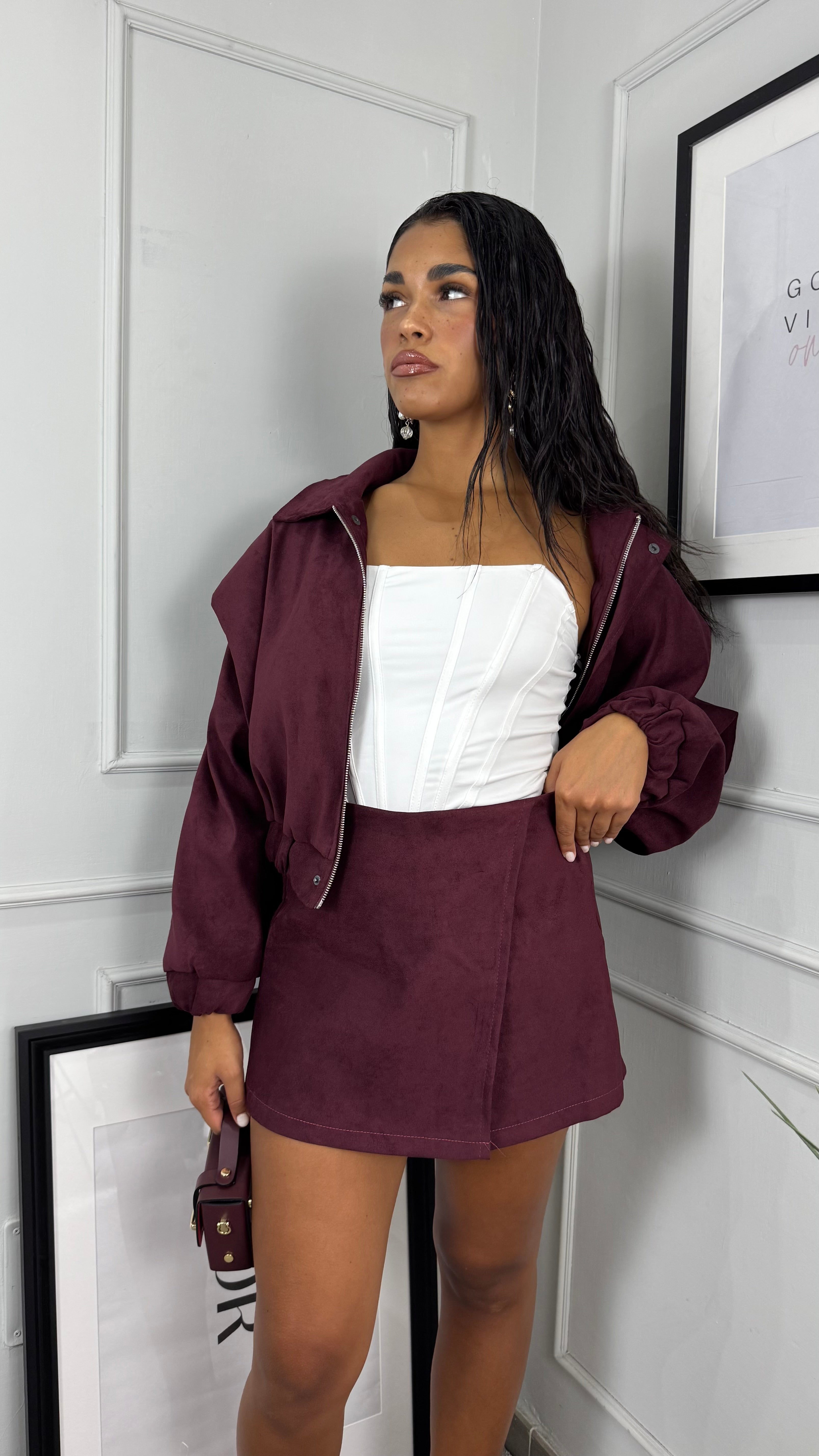 Coordinato camoscio bordeaux