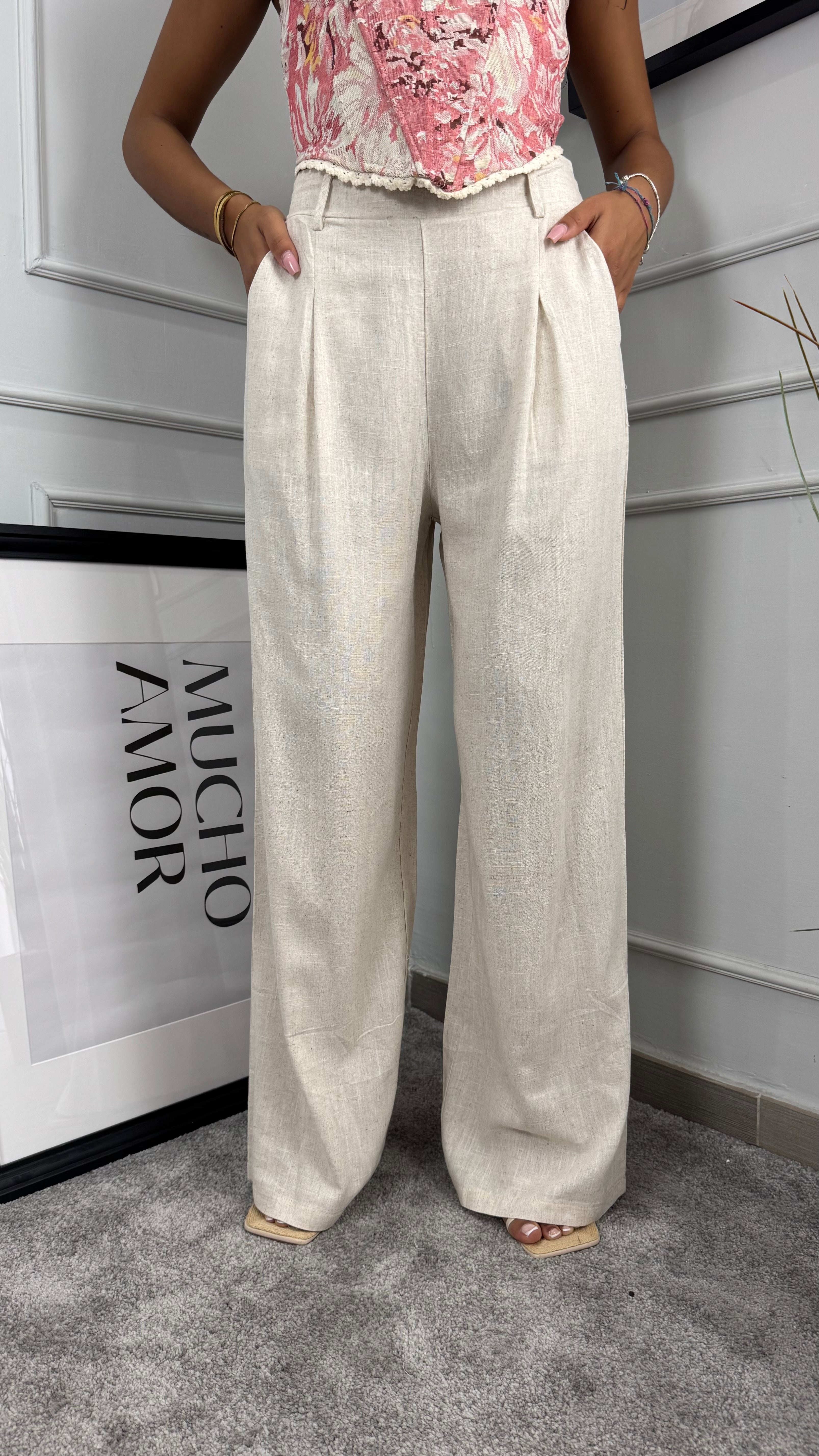Pantaloni misto lino zaila