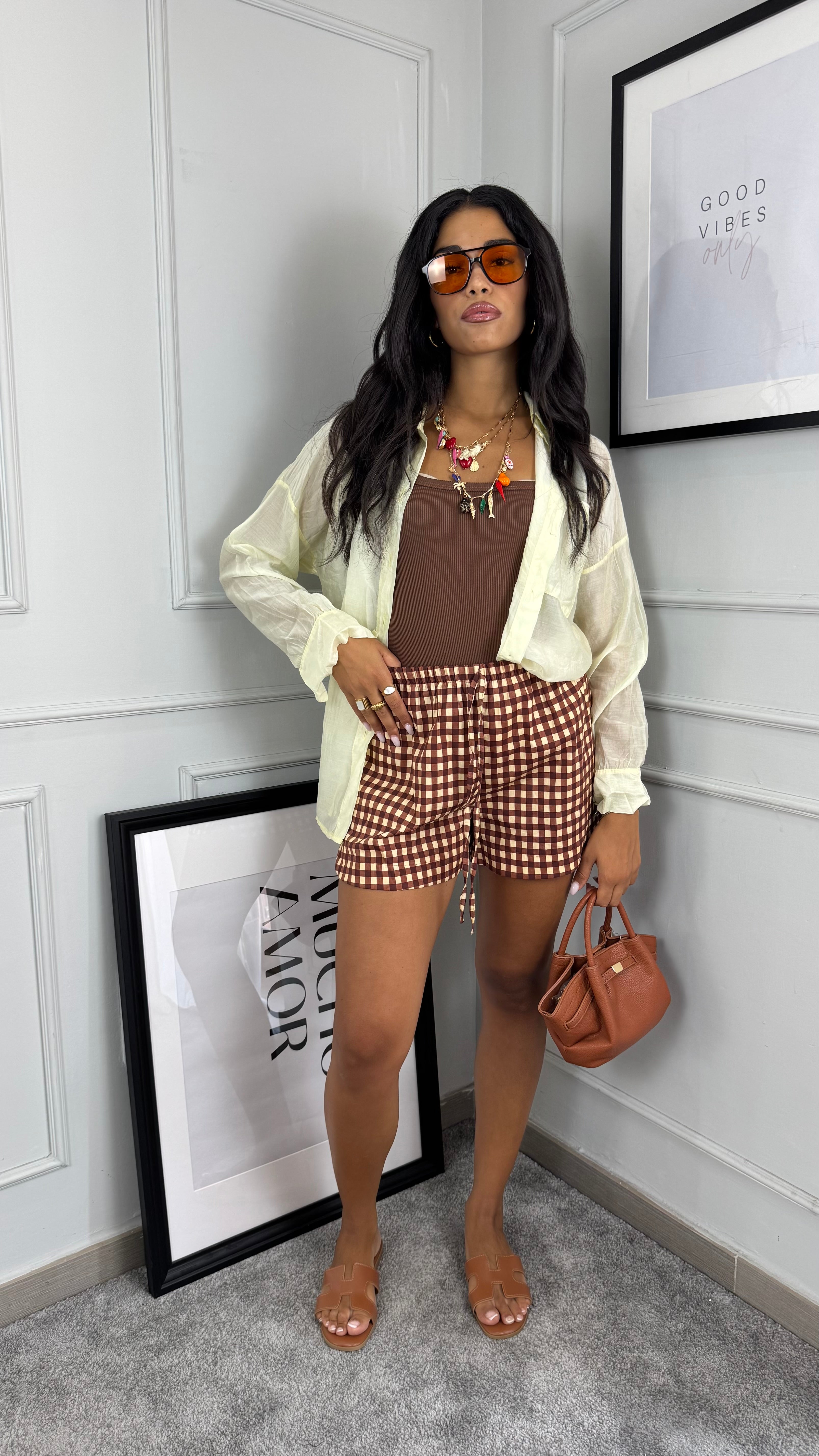 Shorts a quadri brown