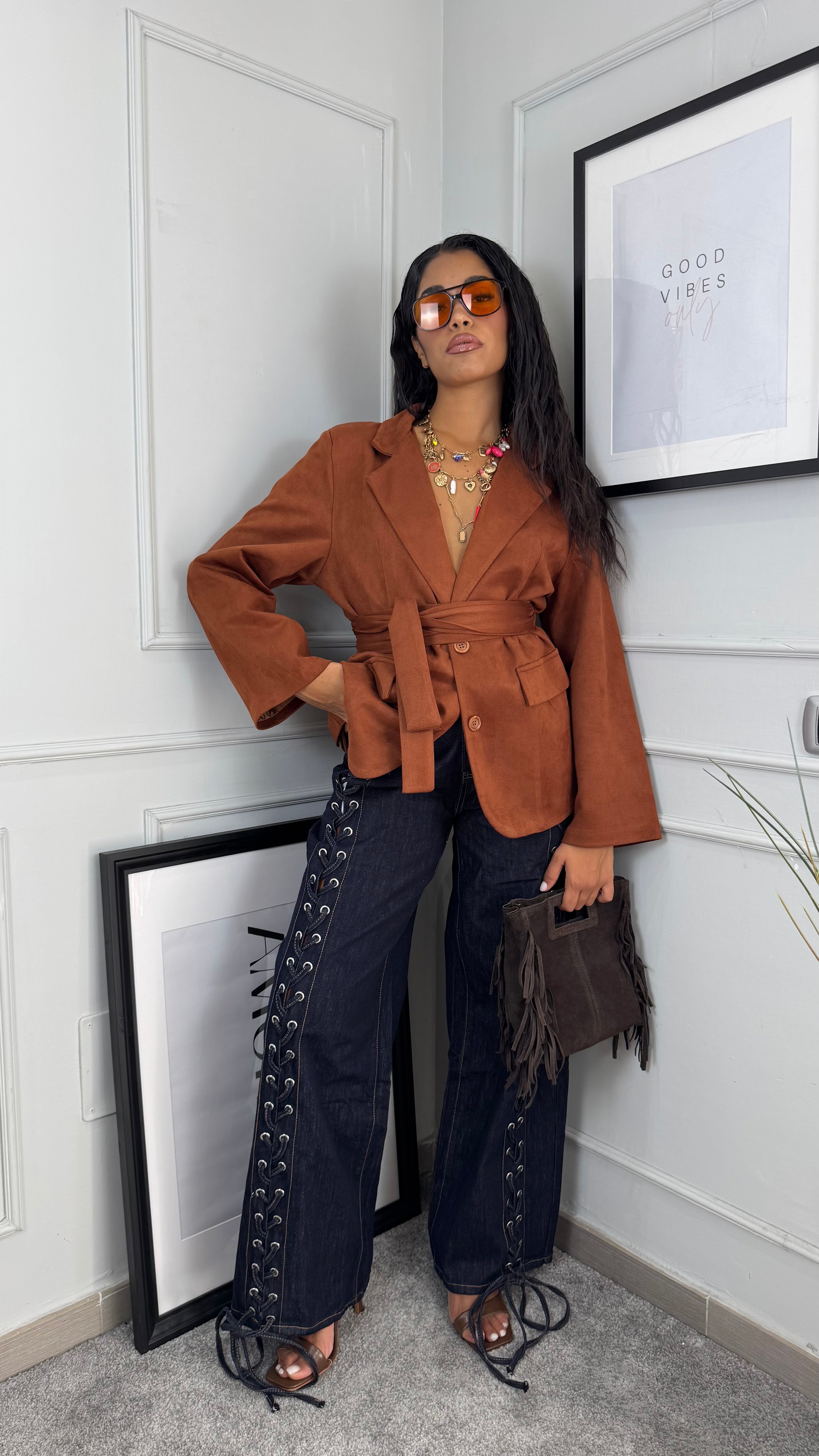 Giacca kimono camoscio