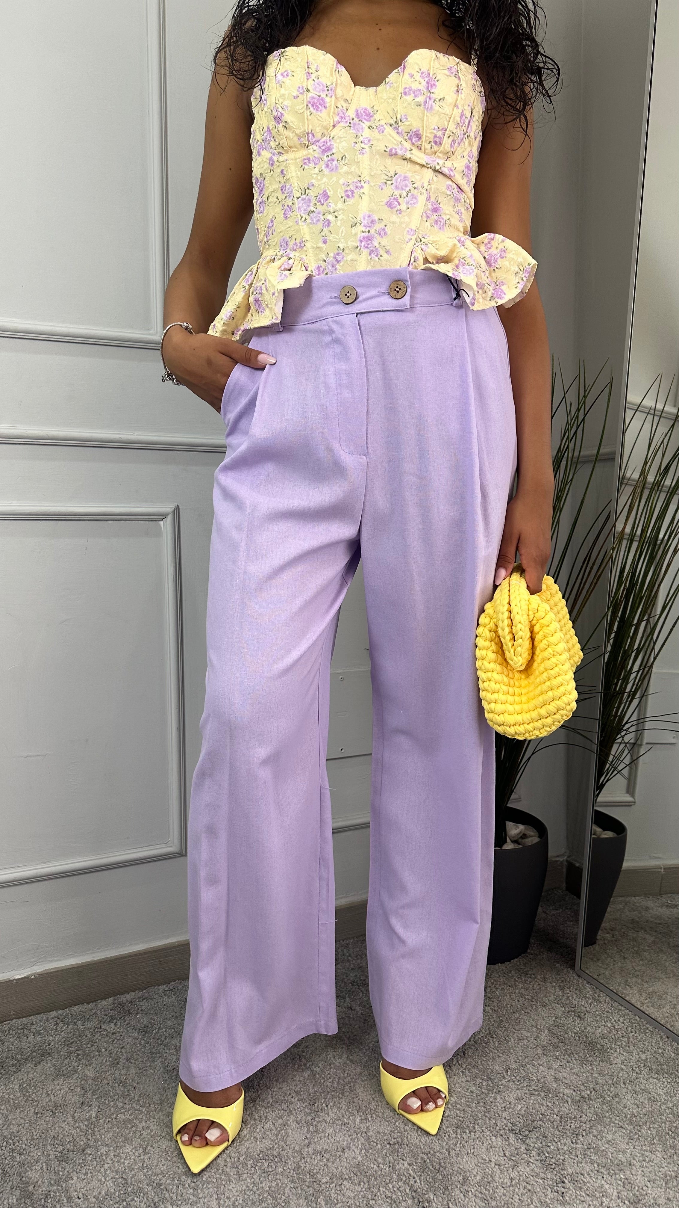 Pantaloni doppio bottone in lino