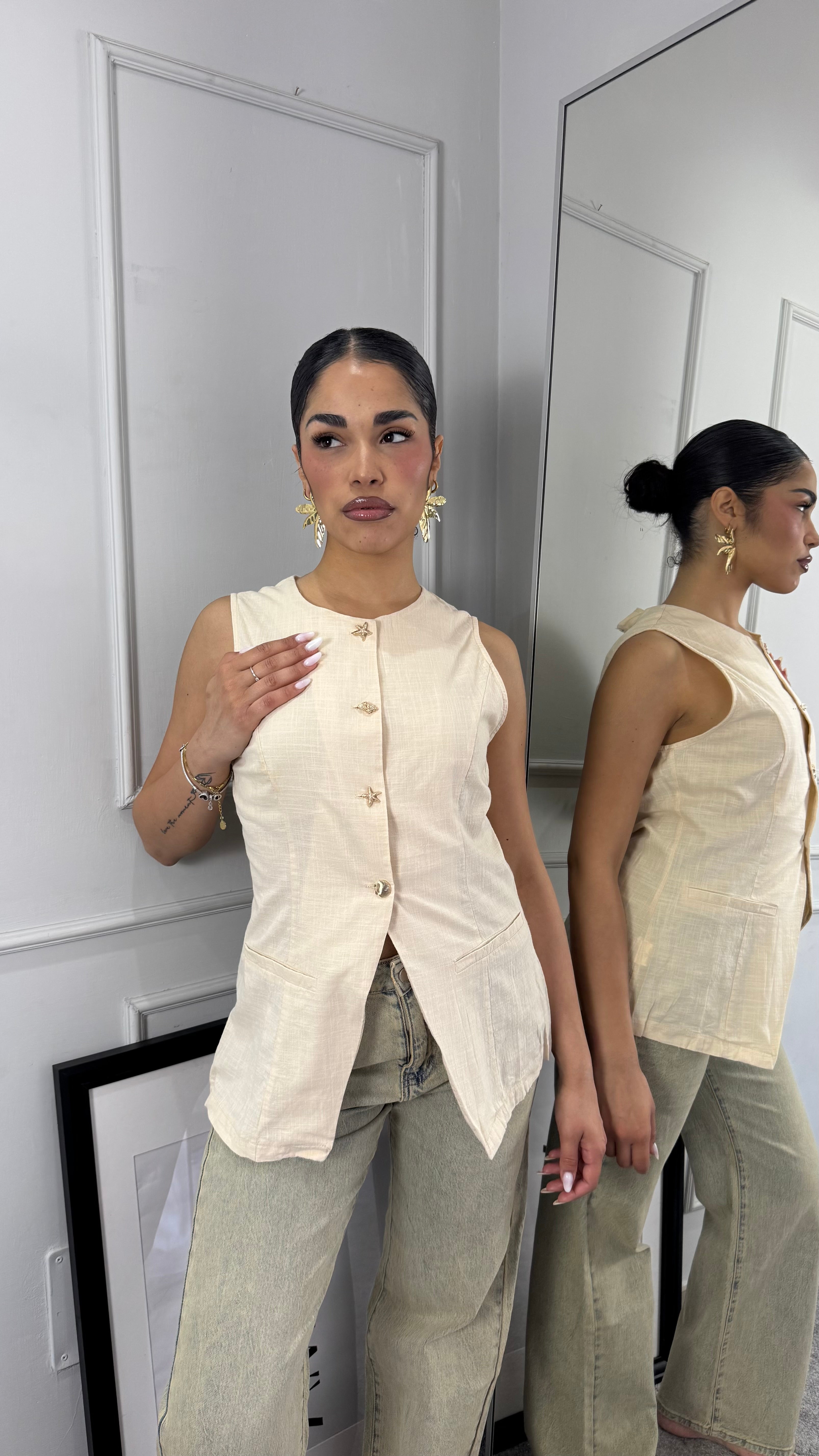 Gilet in lino sea - Gieltotalook