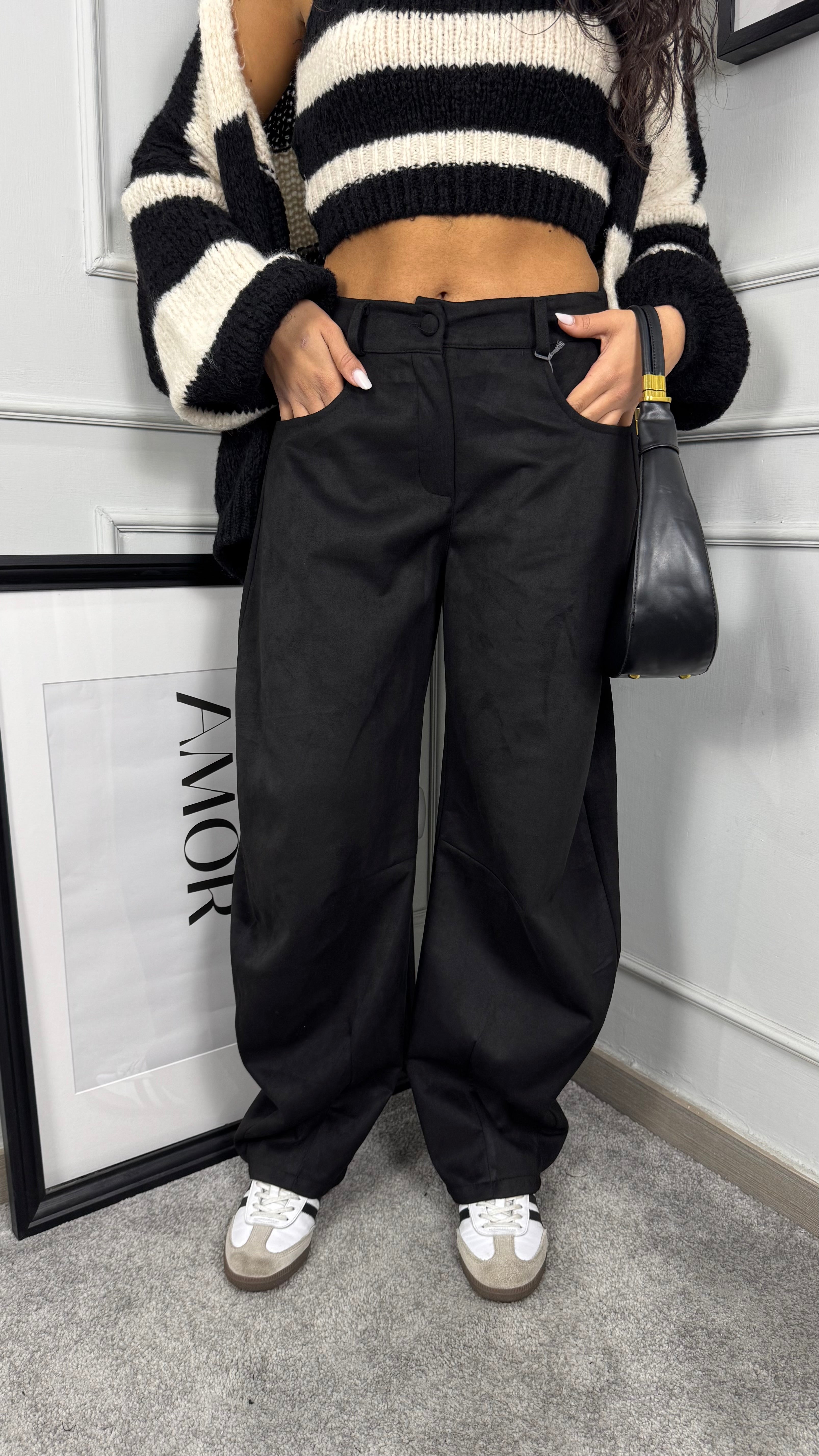 Pantaloni ballon scamosciati