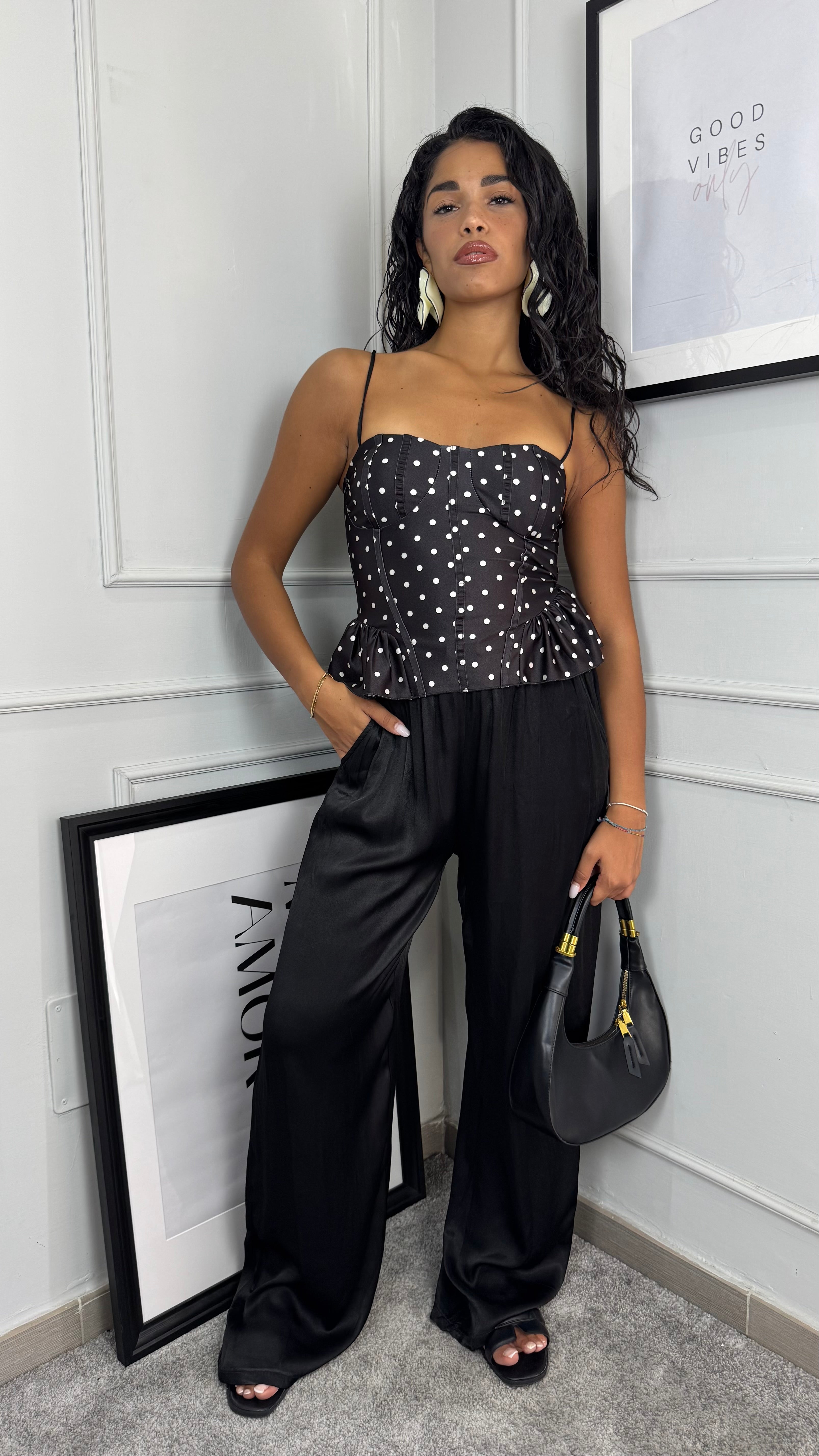 Pantaloni satin Black