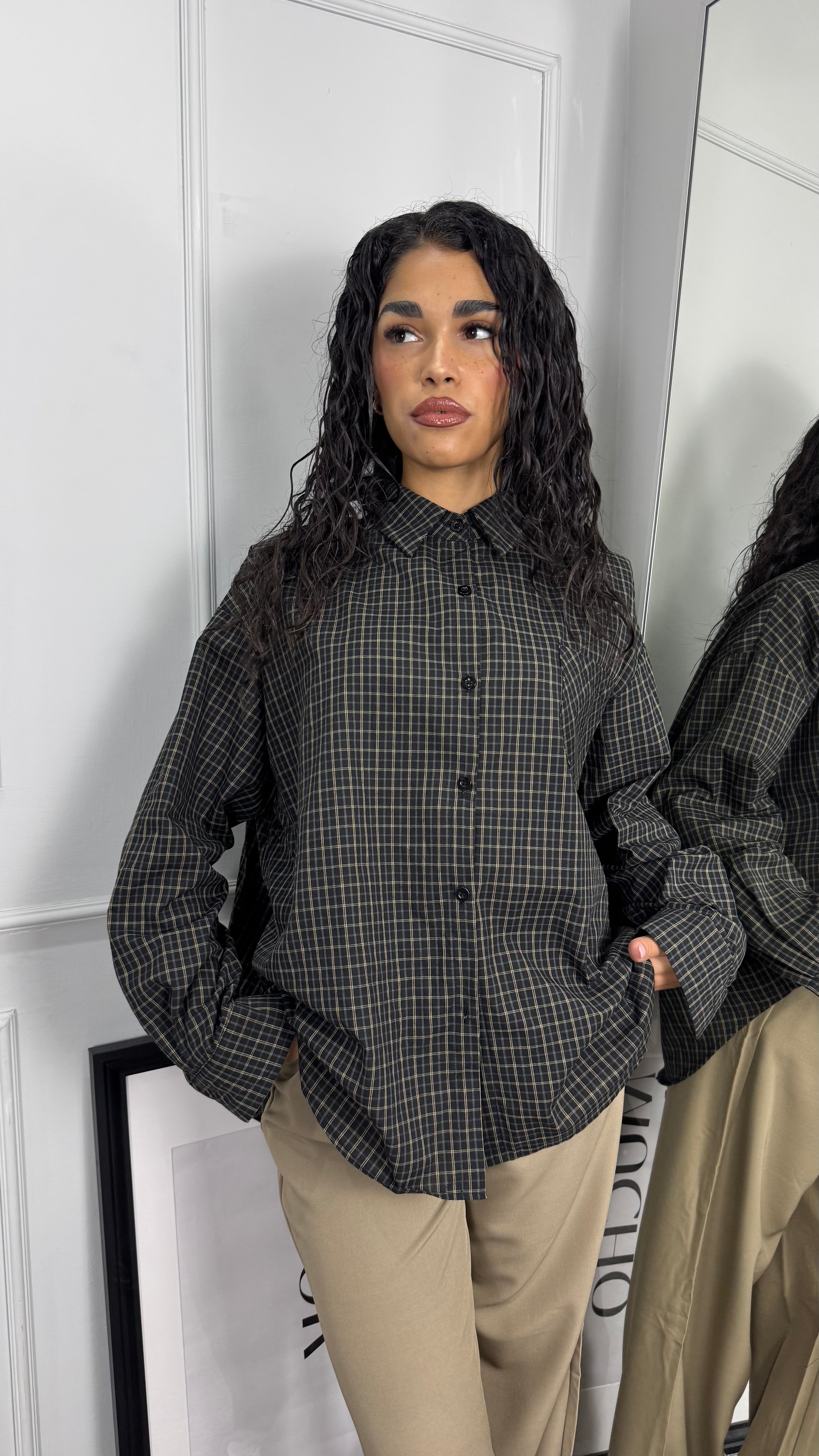 Camicia quadri Black con spallina