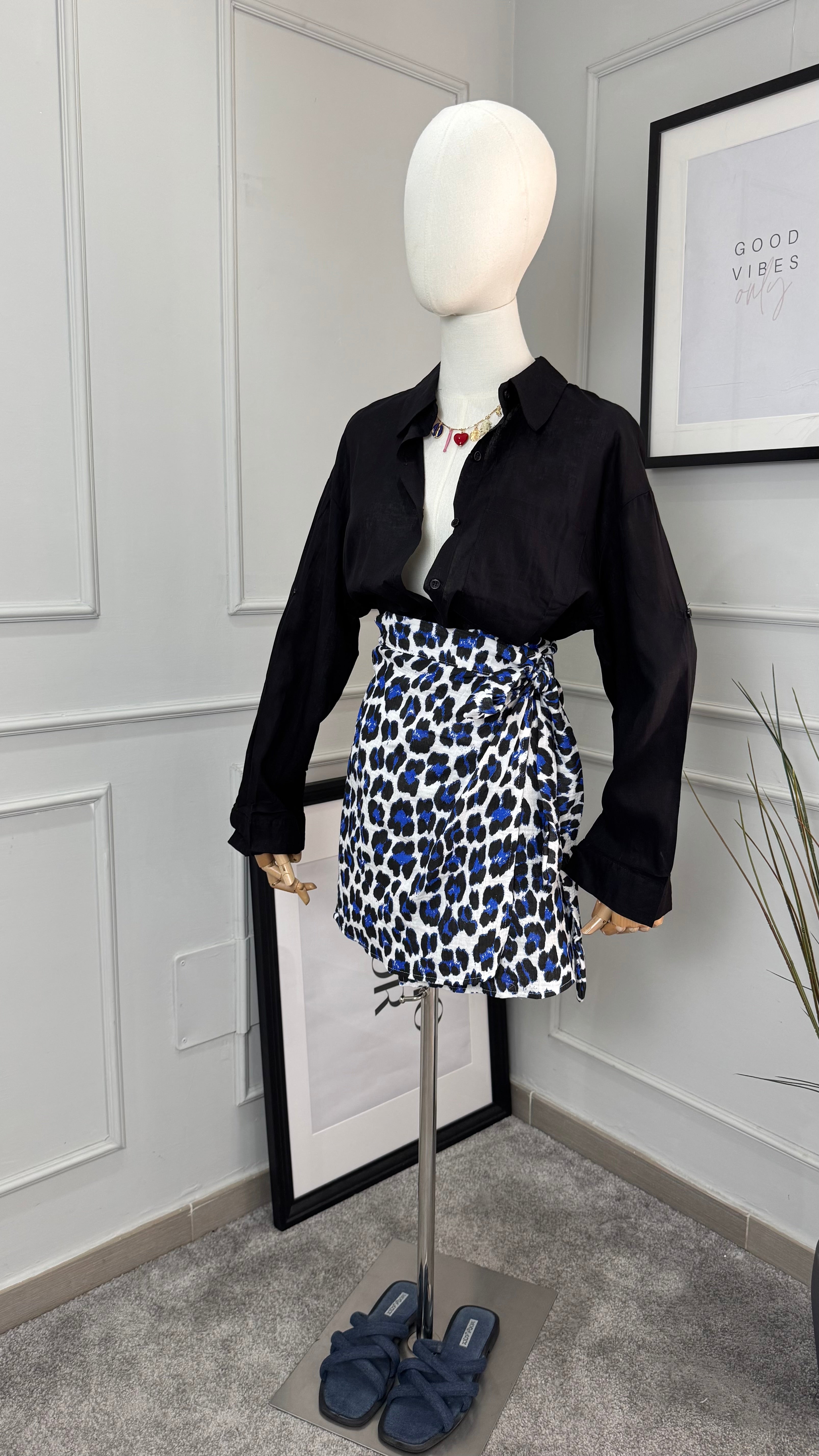 Camicia lino viscosa Black
