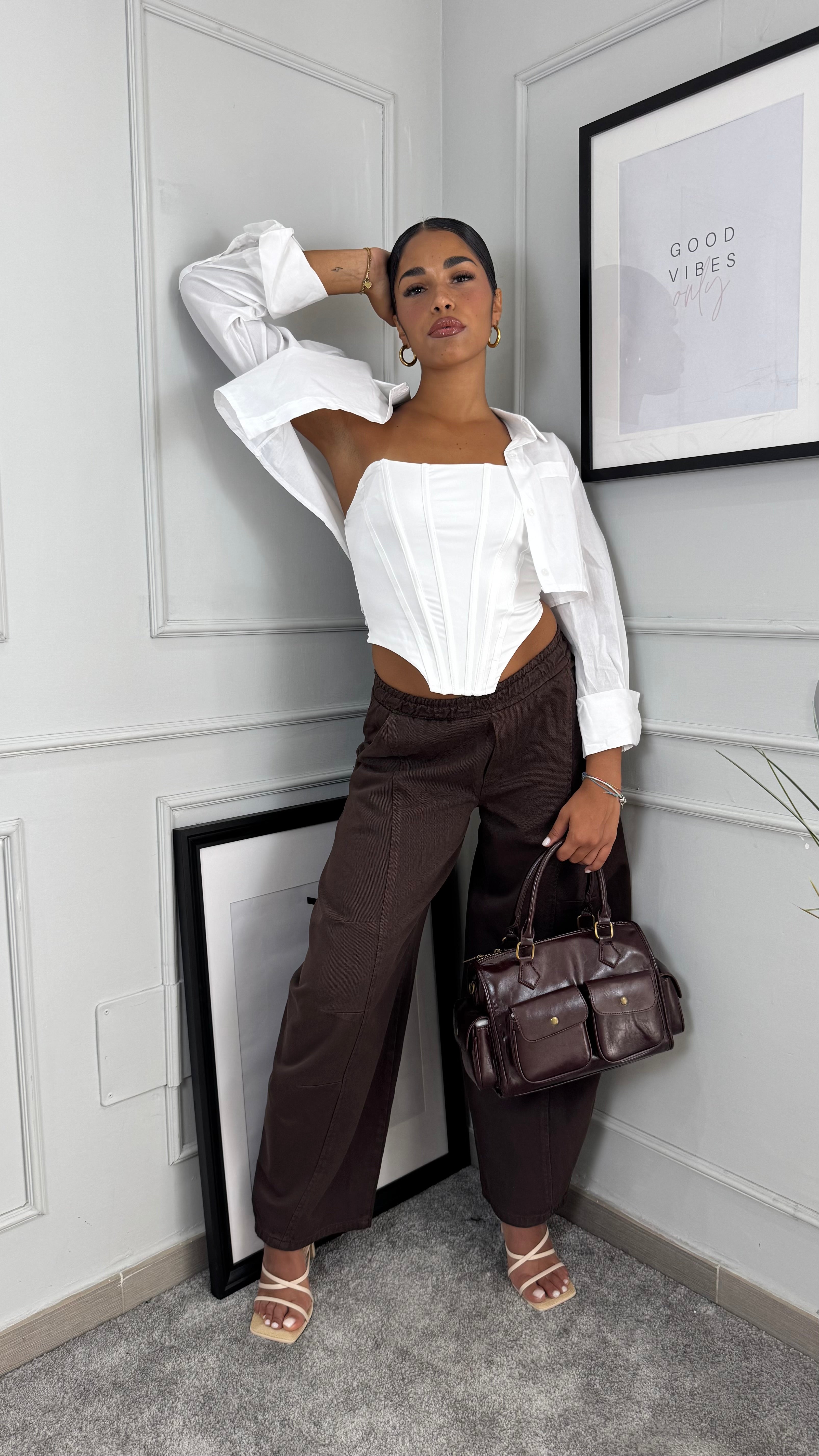 Camicia crop risvolto
