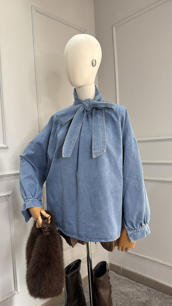 Camicia denim fiocco