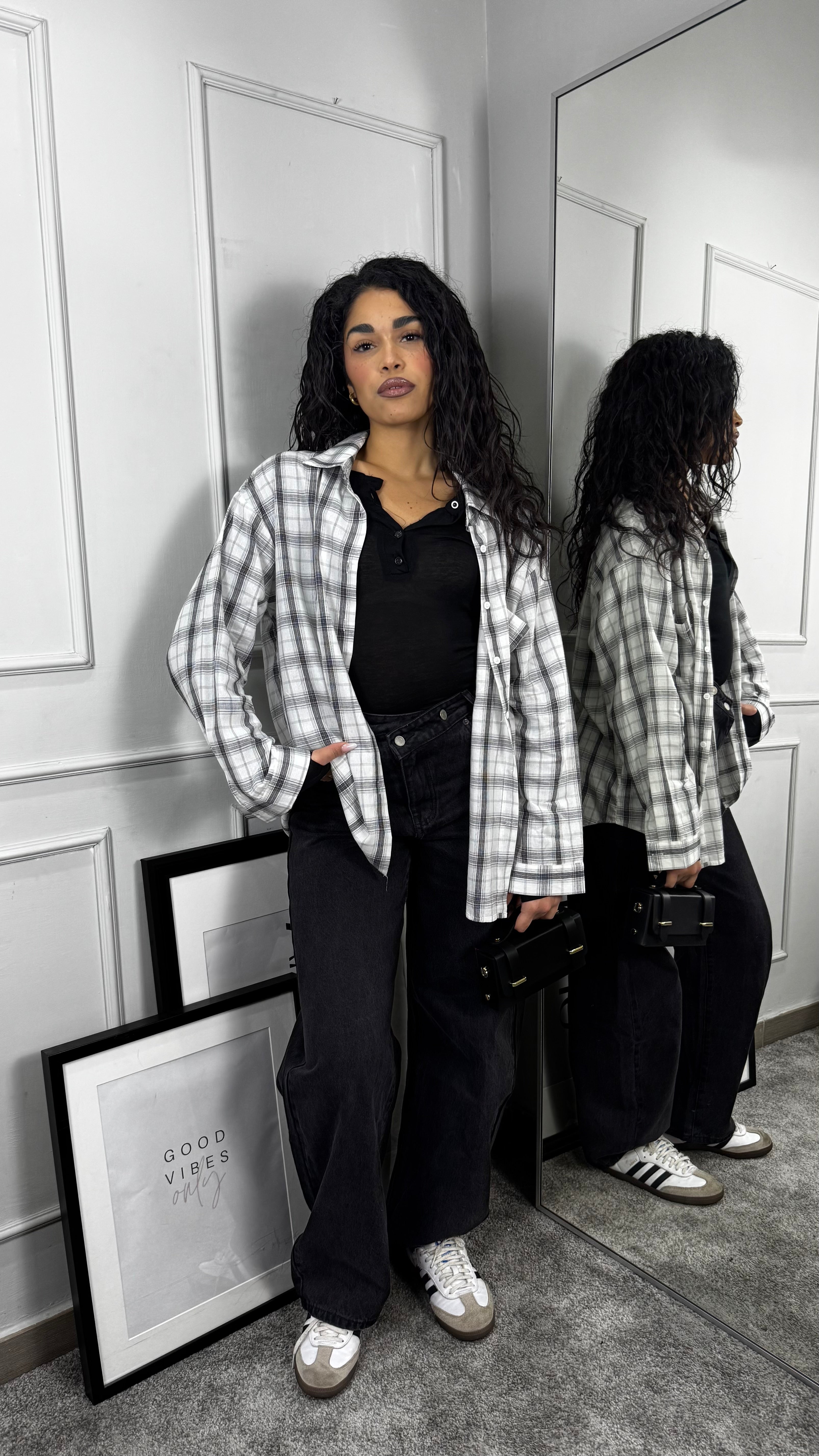 Camicia quadri white