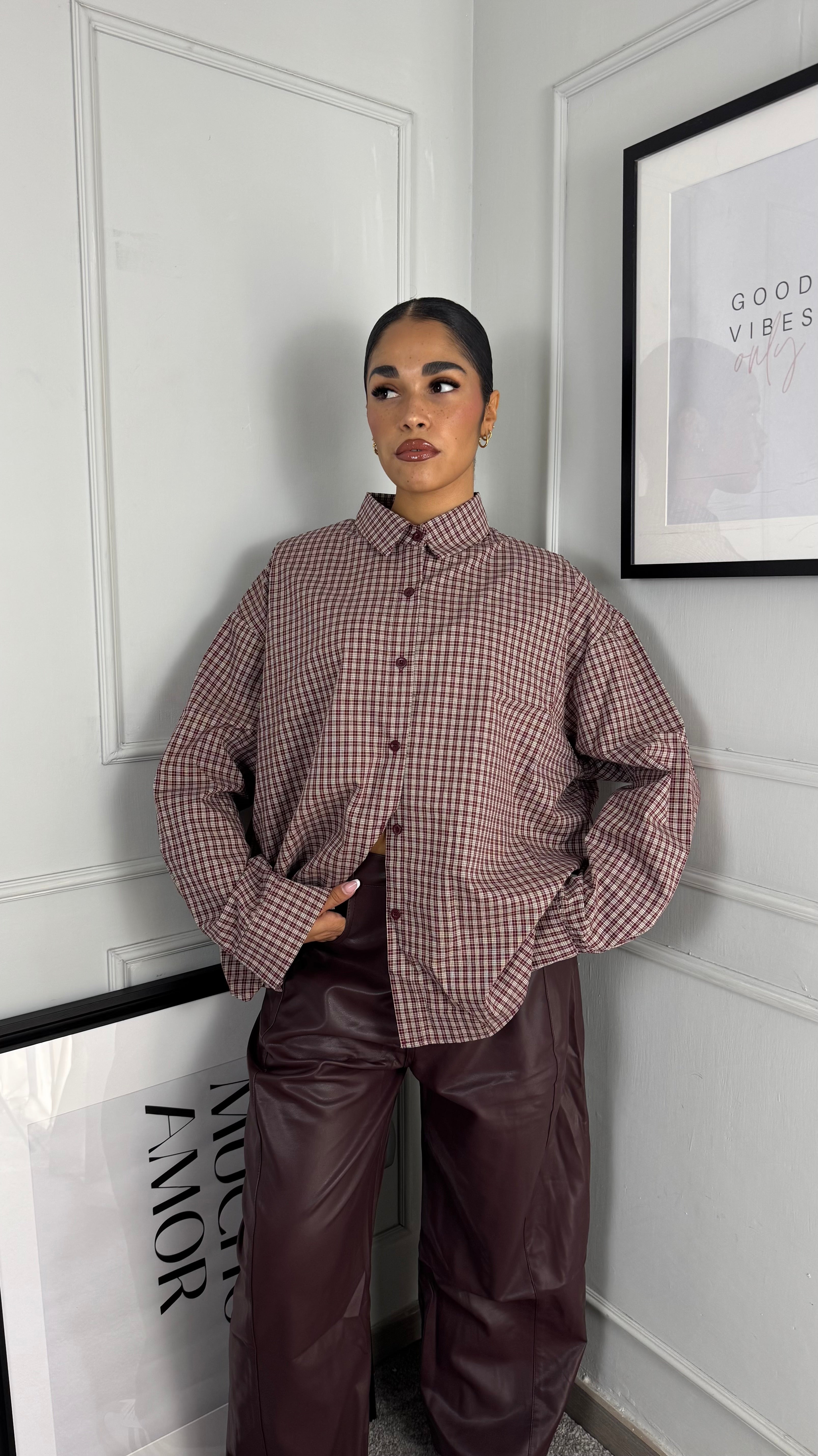Camicia a quadri Wine