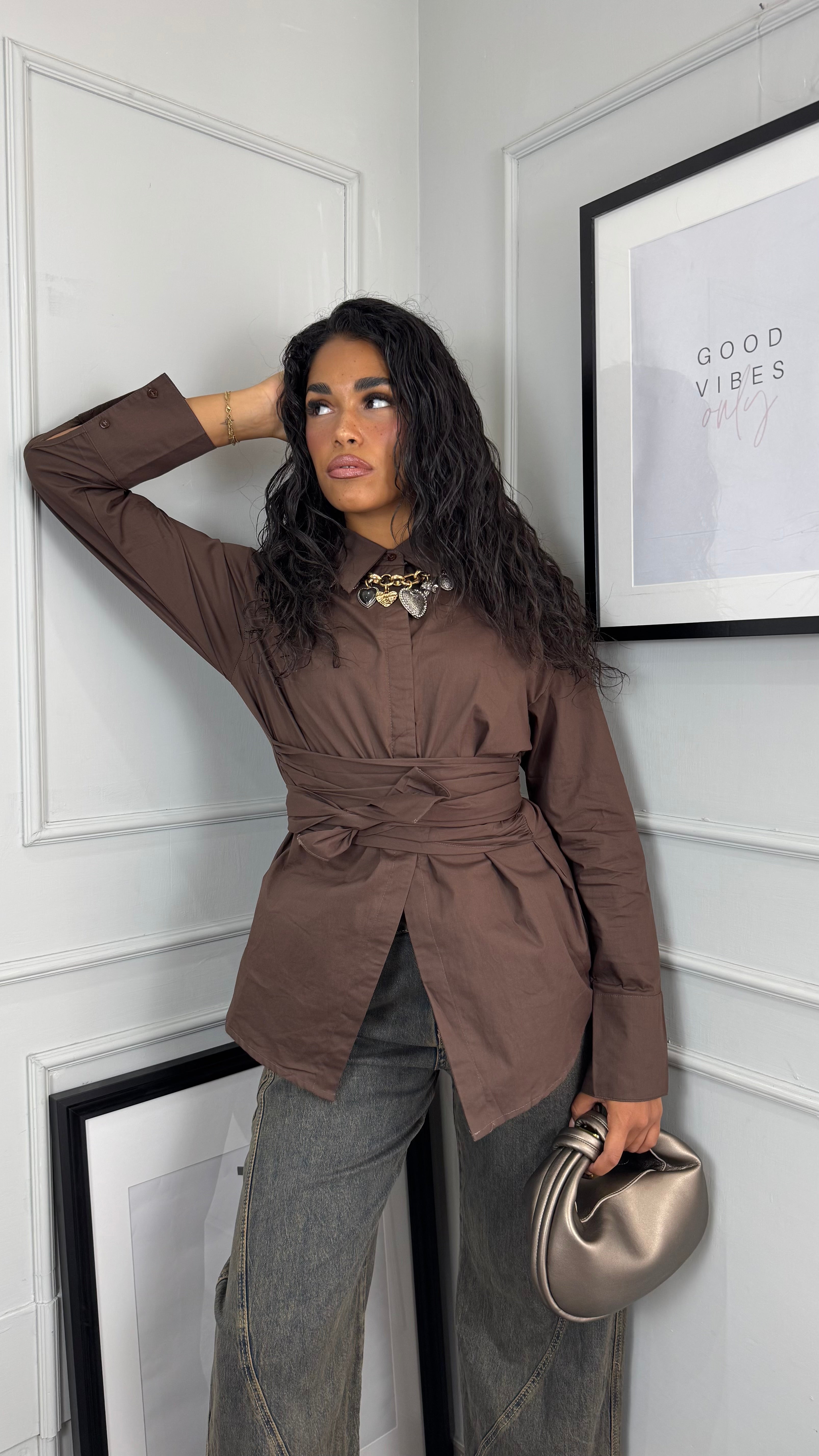 Camicia kimono brown