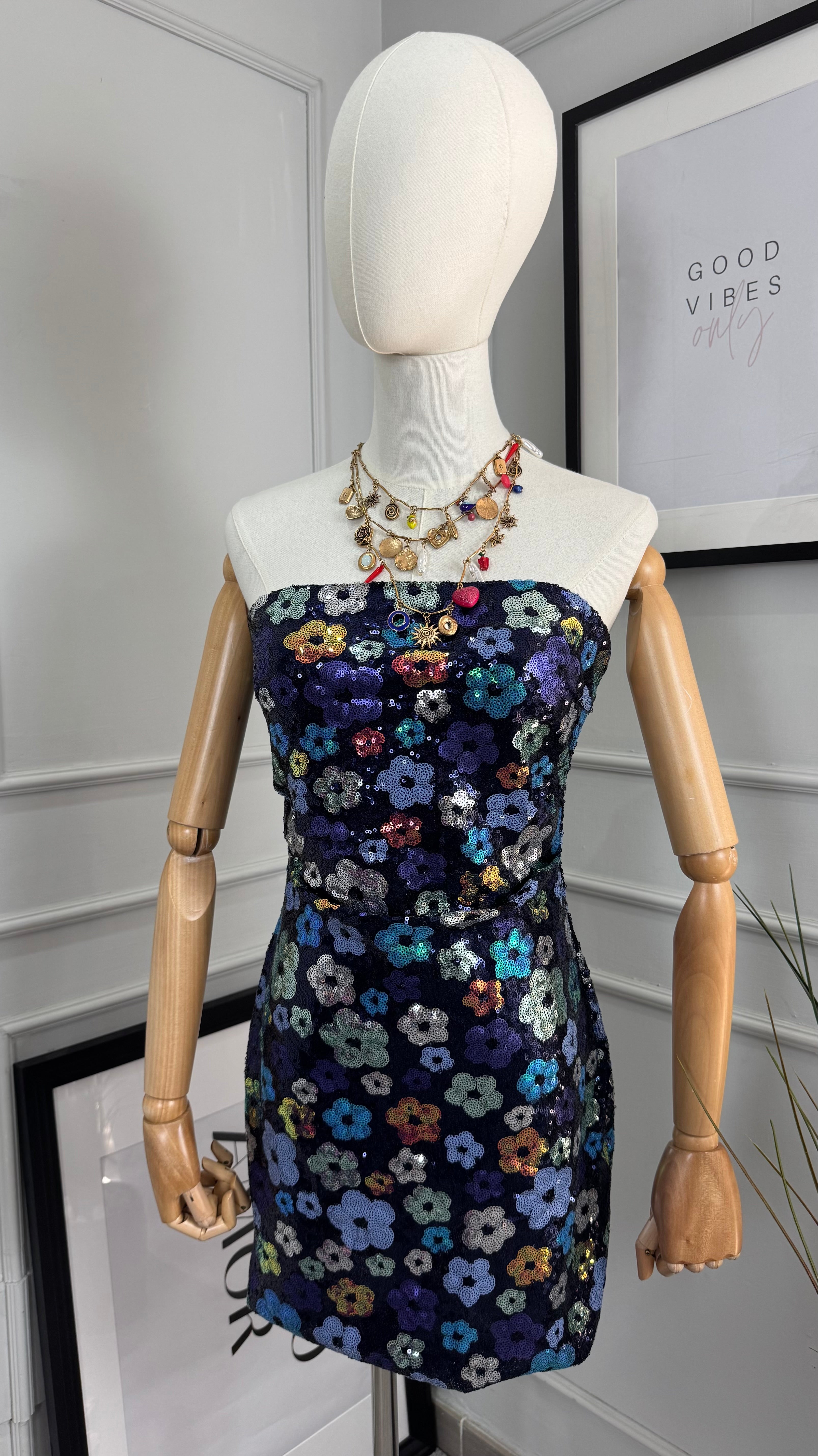 Abito flowers paillettes