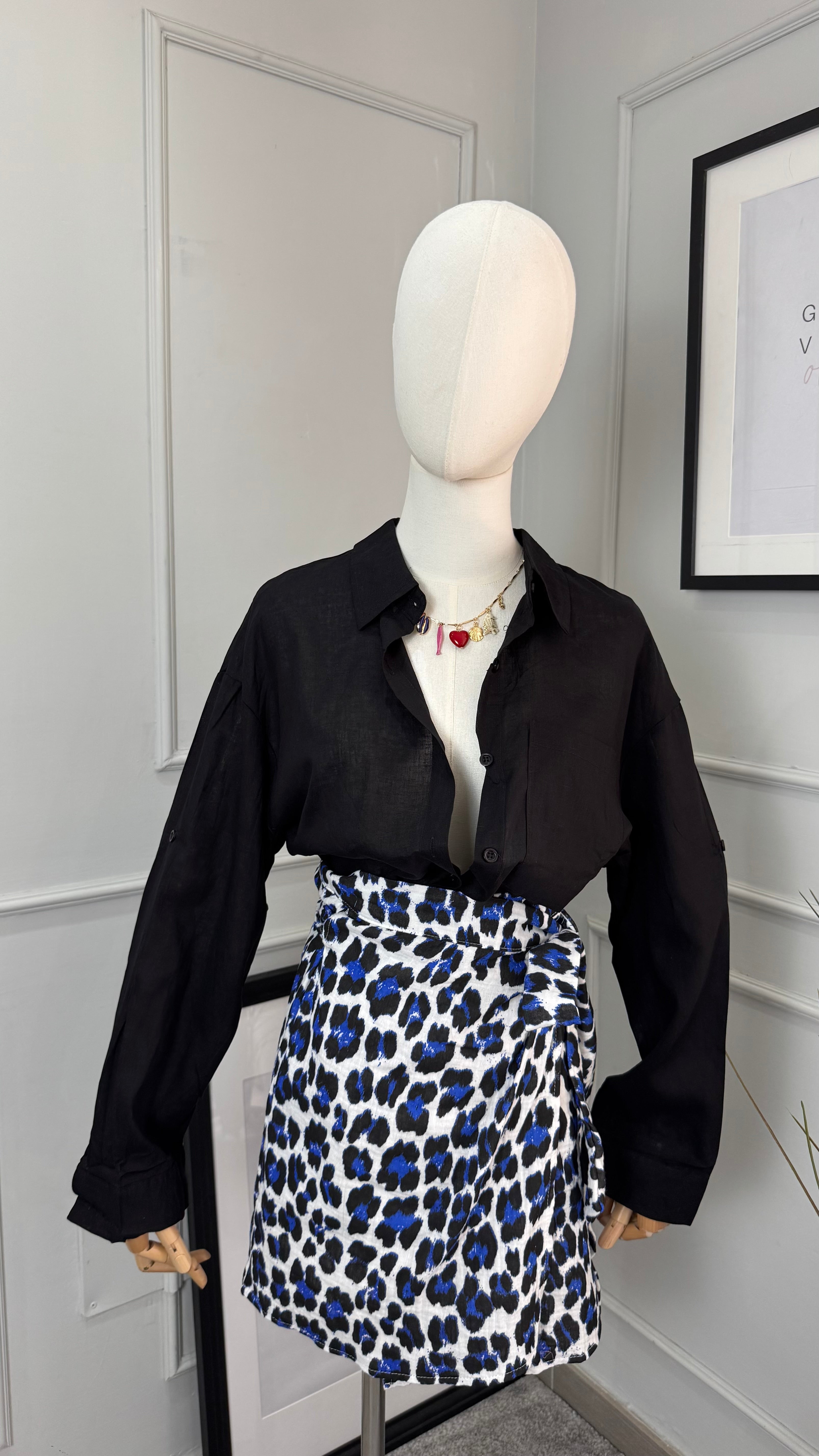 Camicia lino viscosa Black