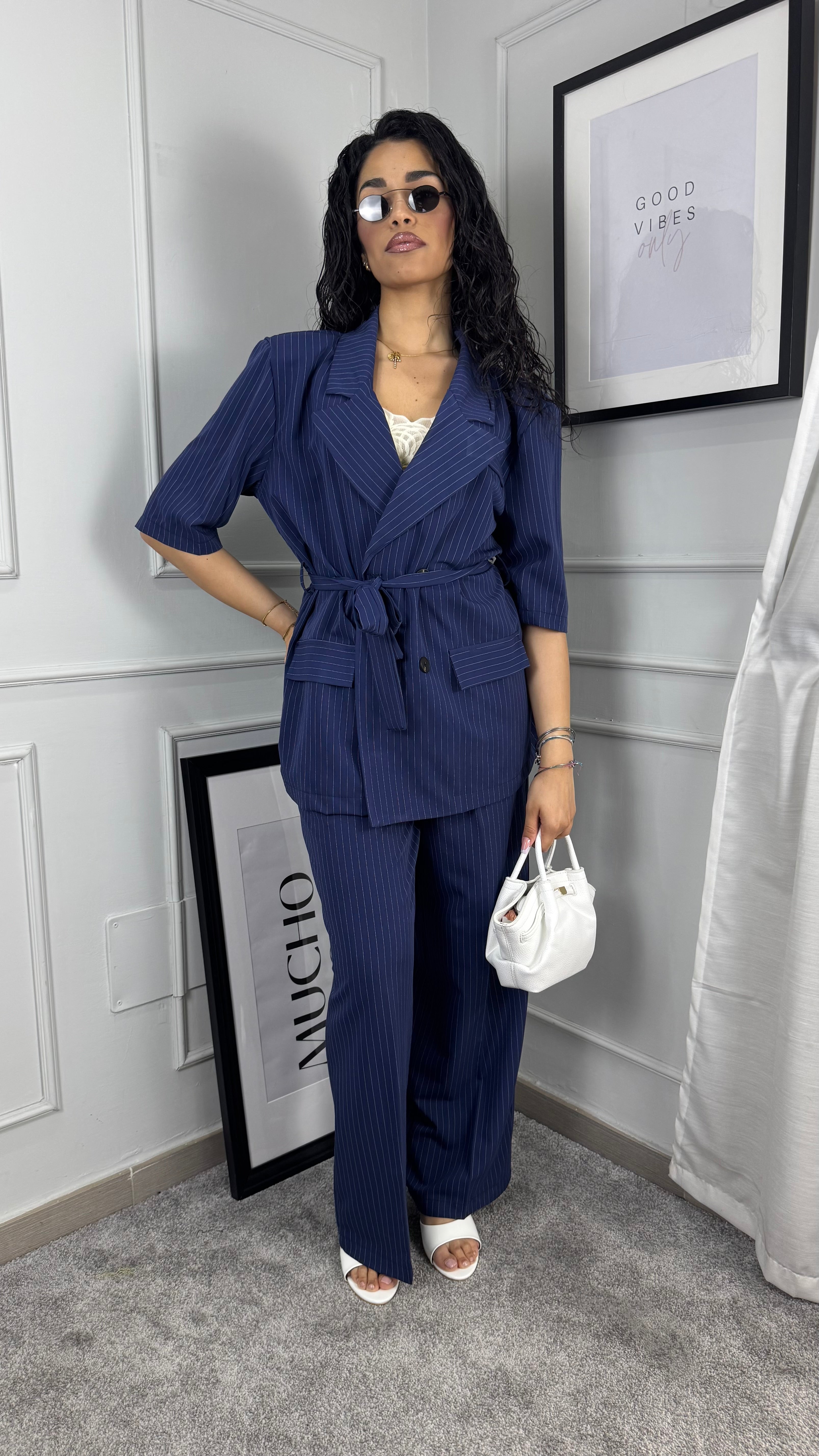 Tailleur gessato blue