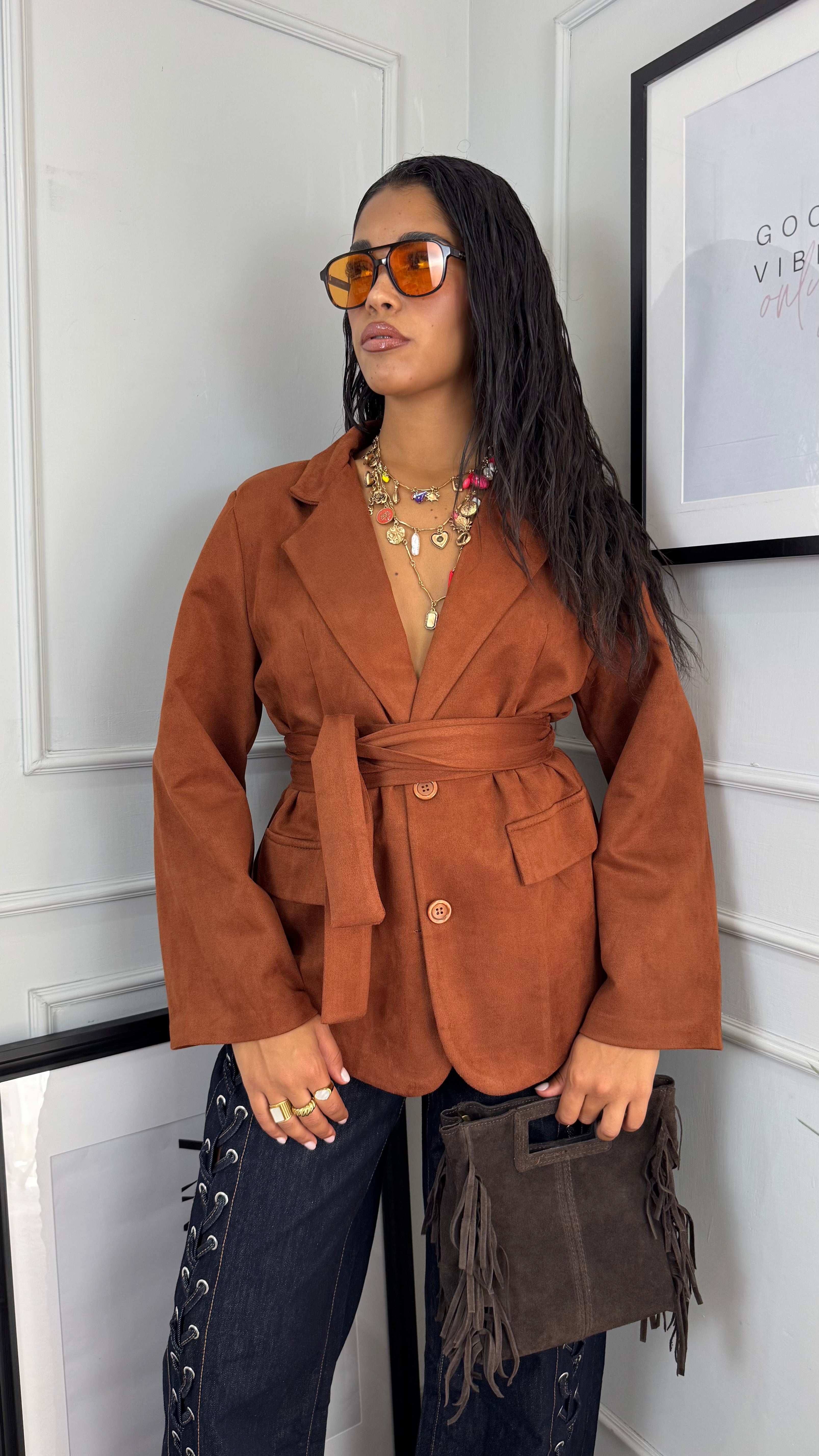 Giacca kimono camoscio