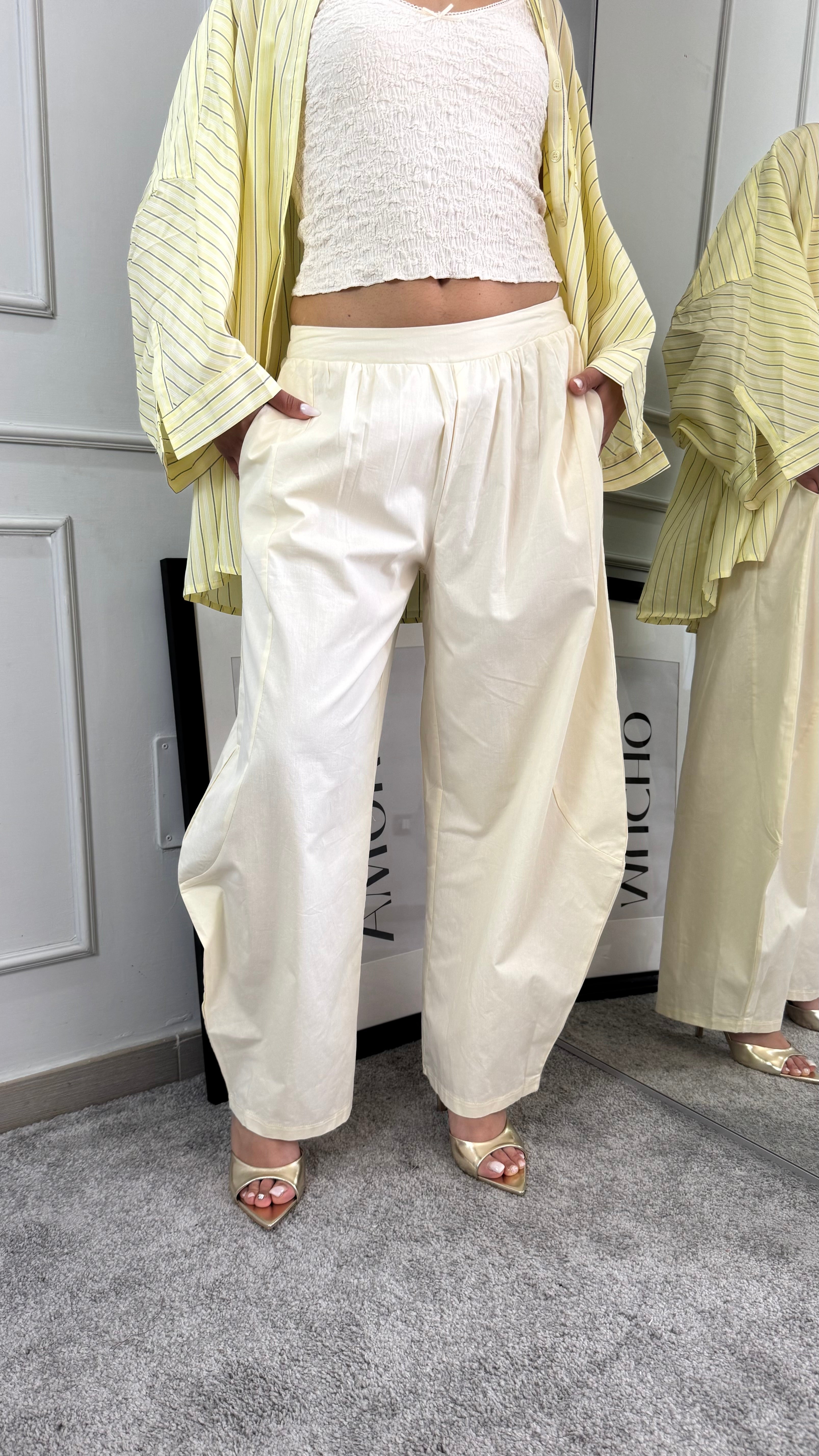 Pantaloni ballon in cotone (panna)