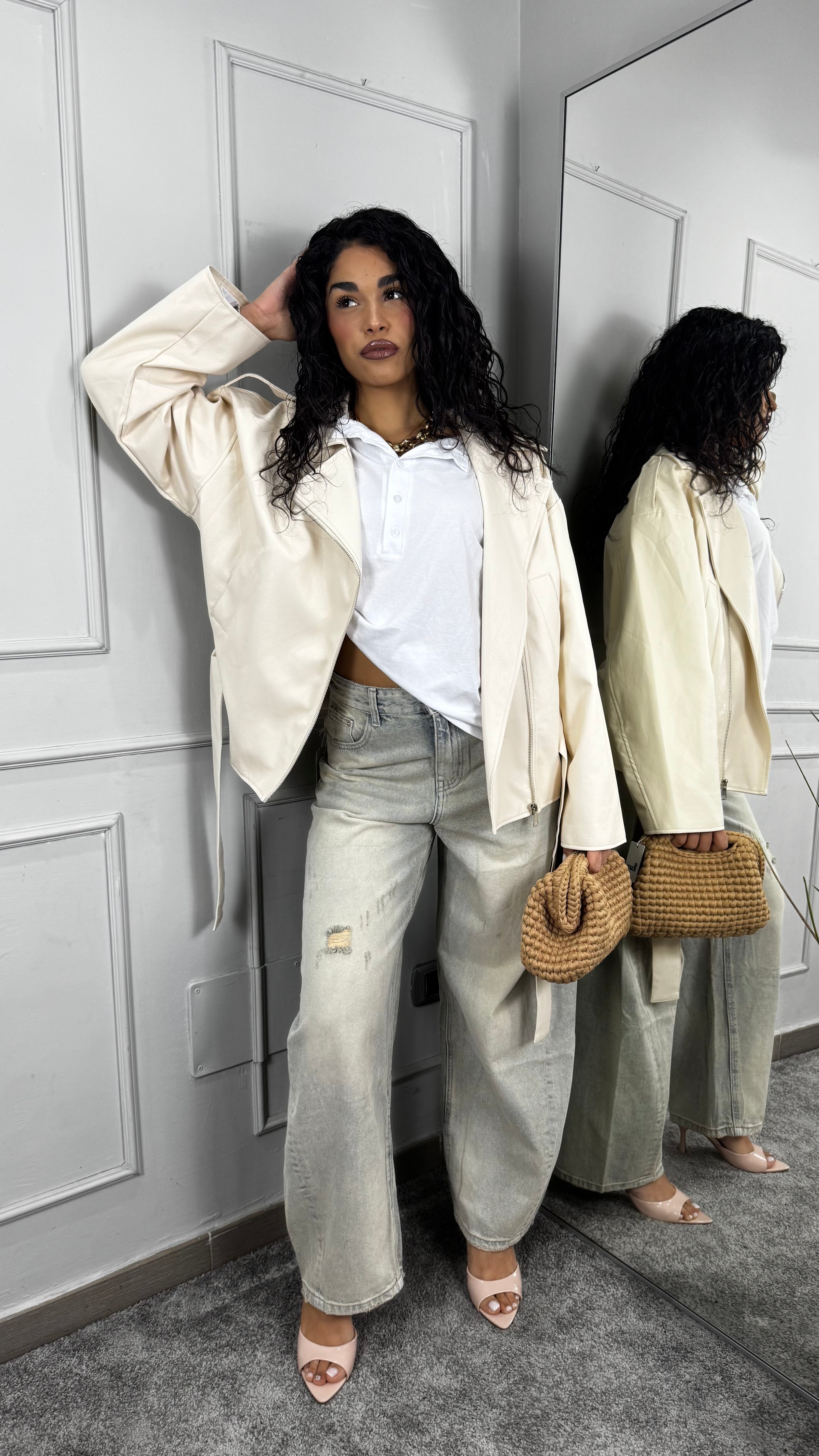 Chiodo oversize panna