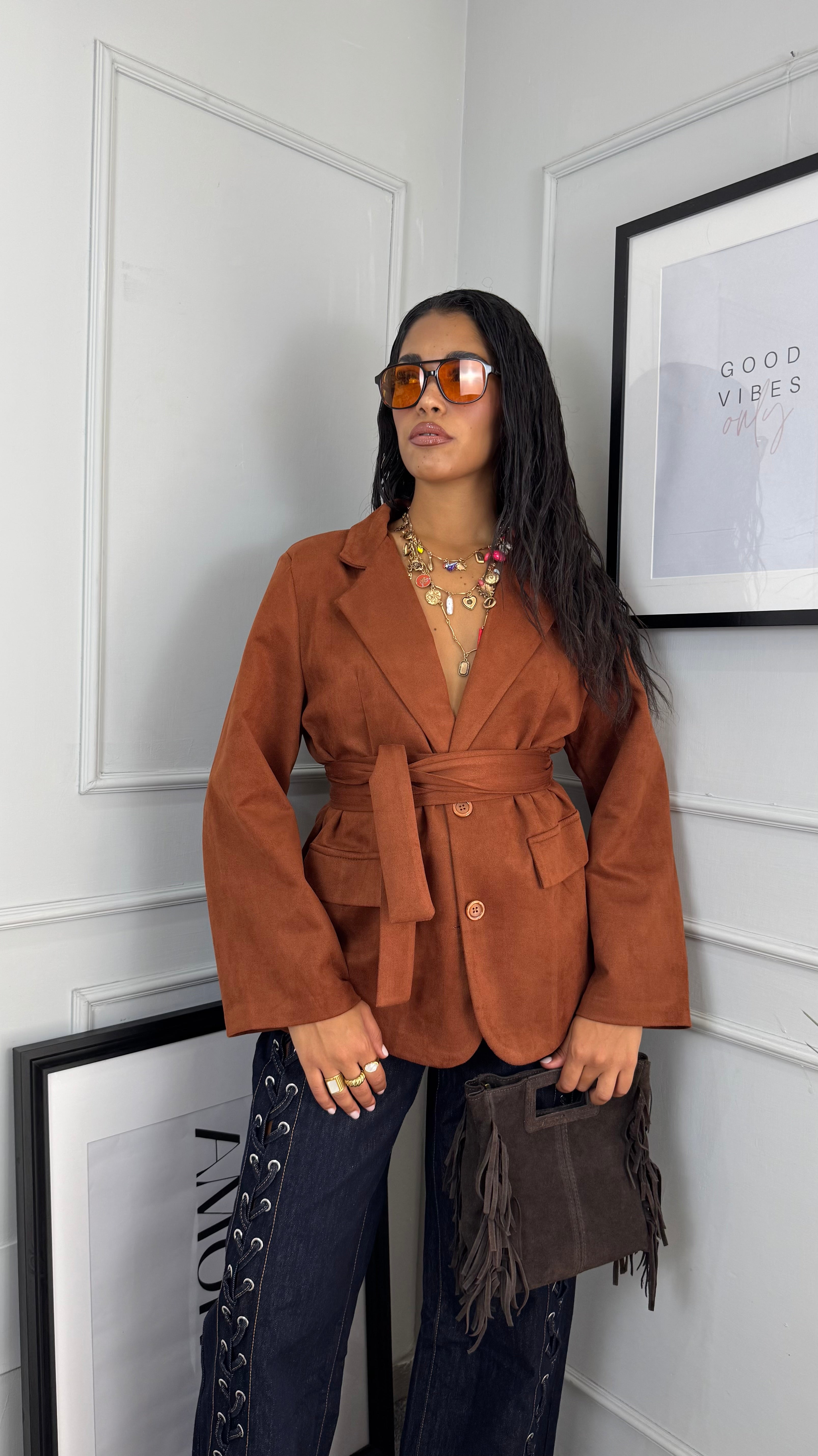 Giacca kimono camoscio
