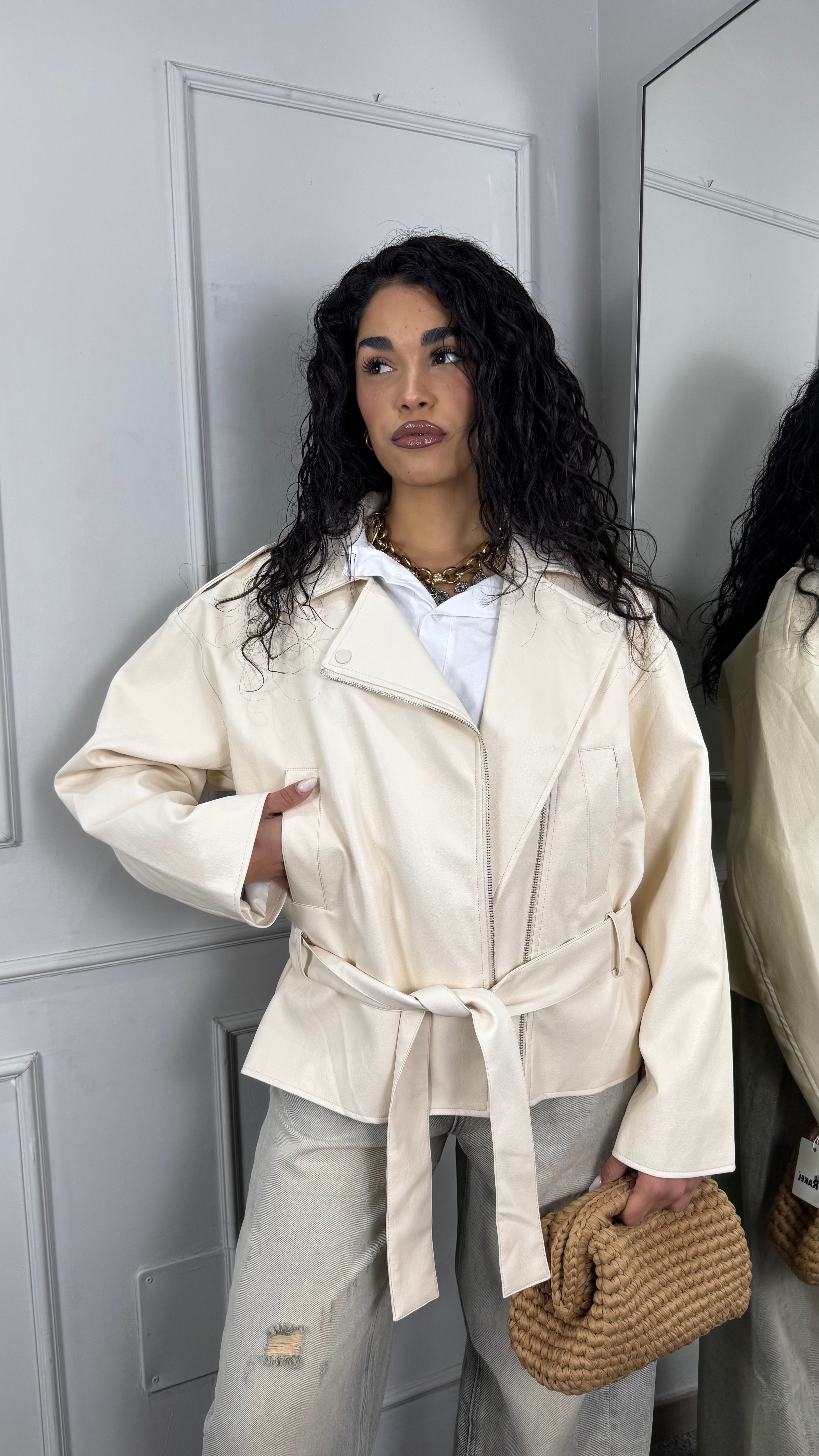 Chiodo oversize panna