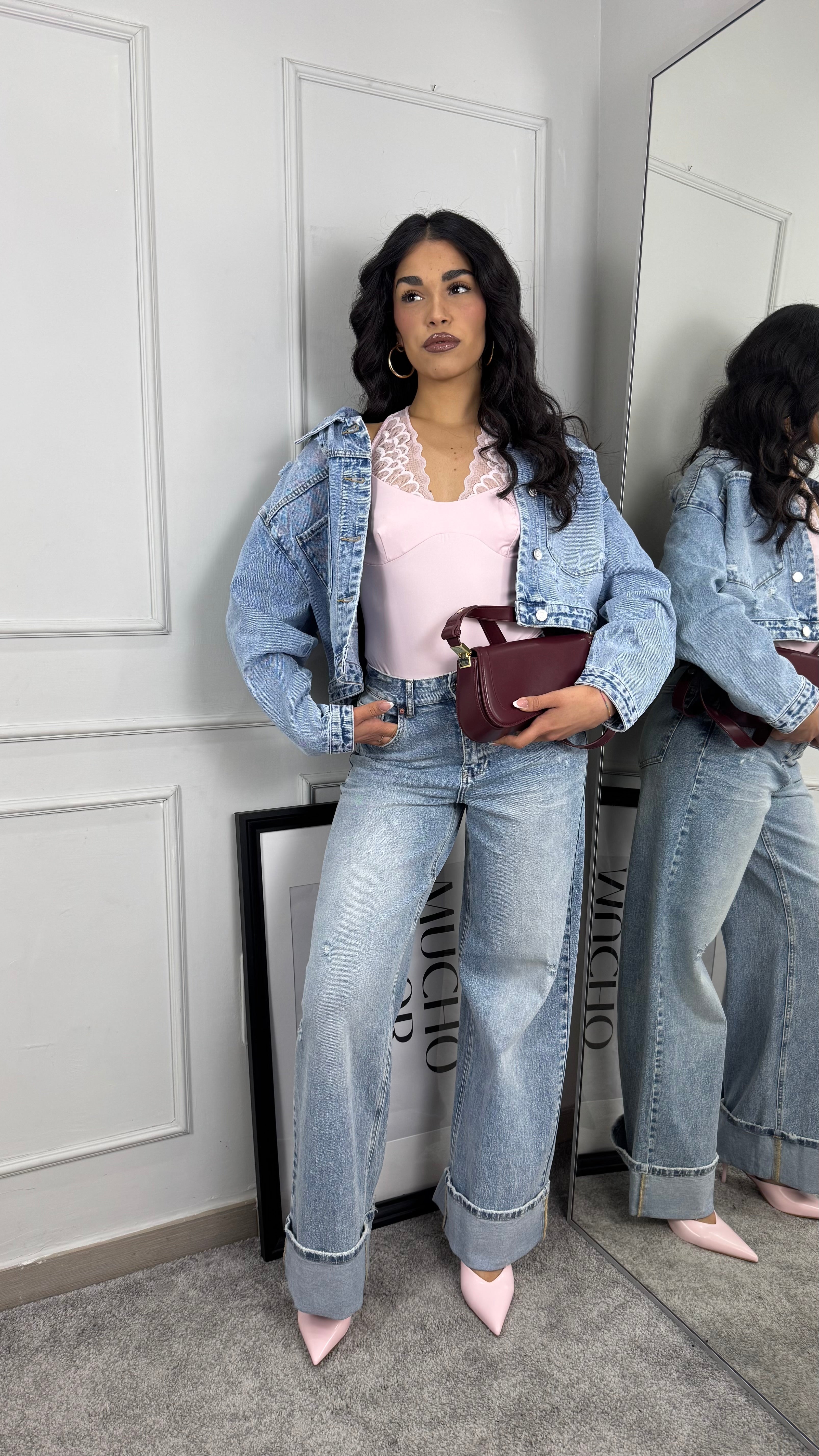 Giubbino in demin con rotture