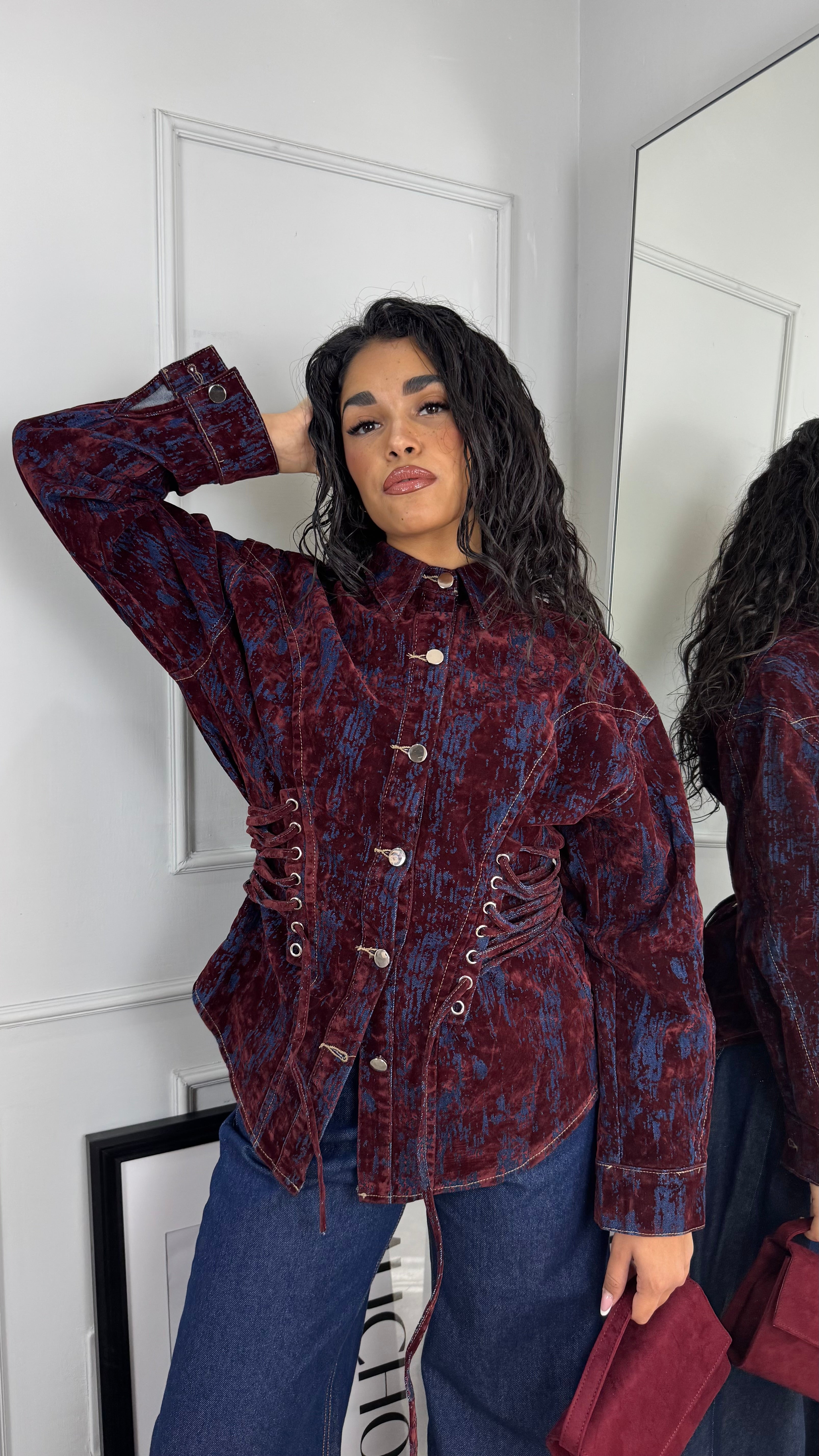Camicia stringhe velvet