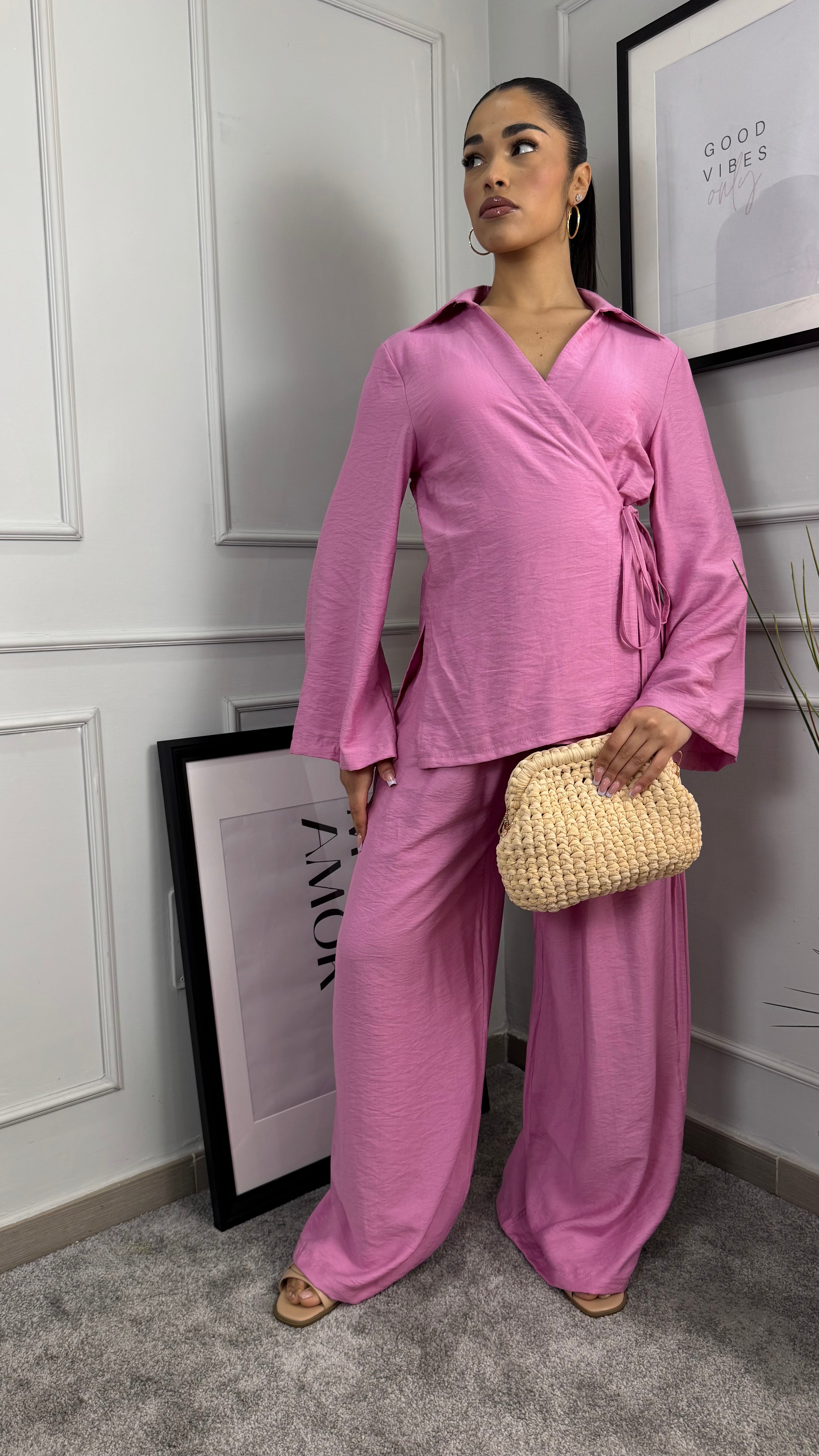 Coordinato misto lino pink