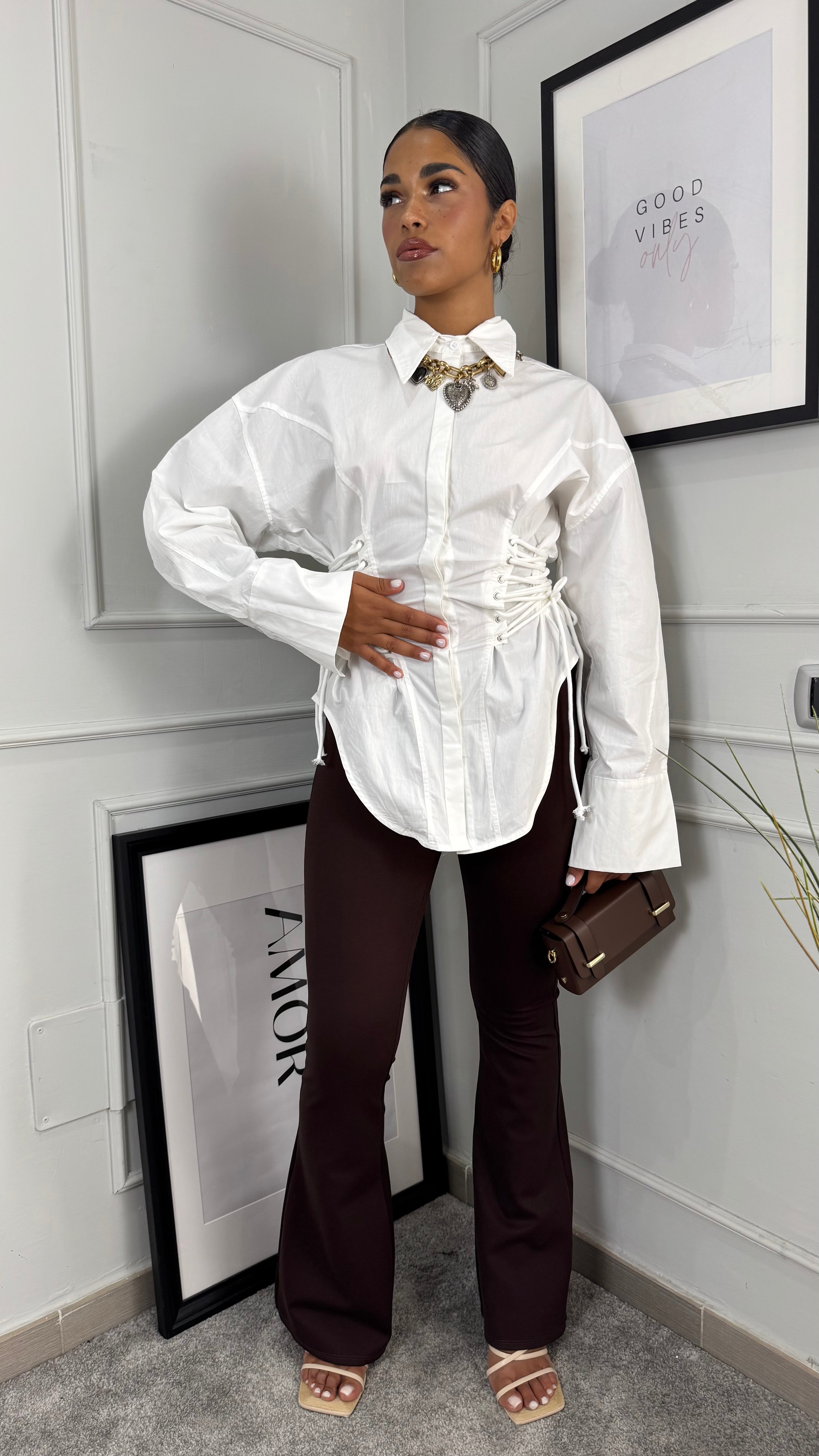 Pantaloni zampa brown
