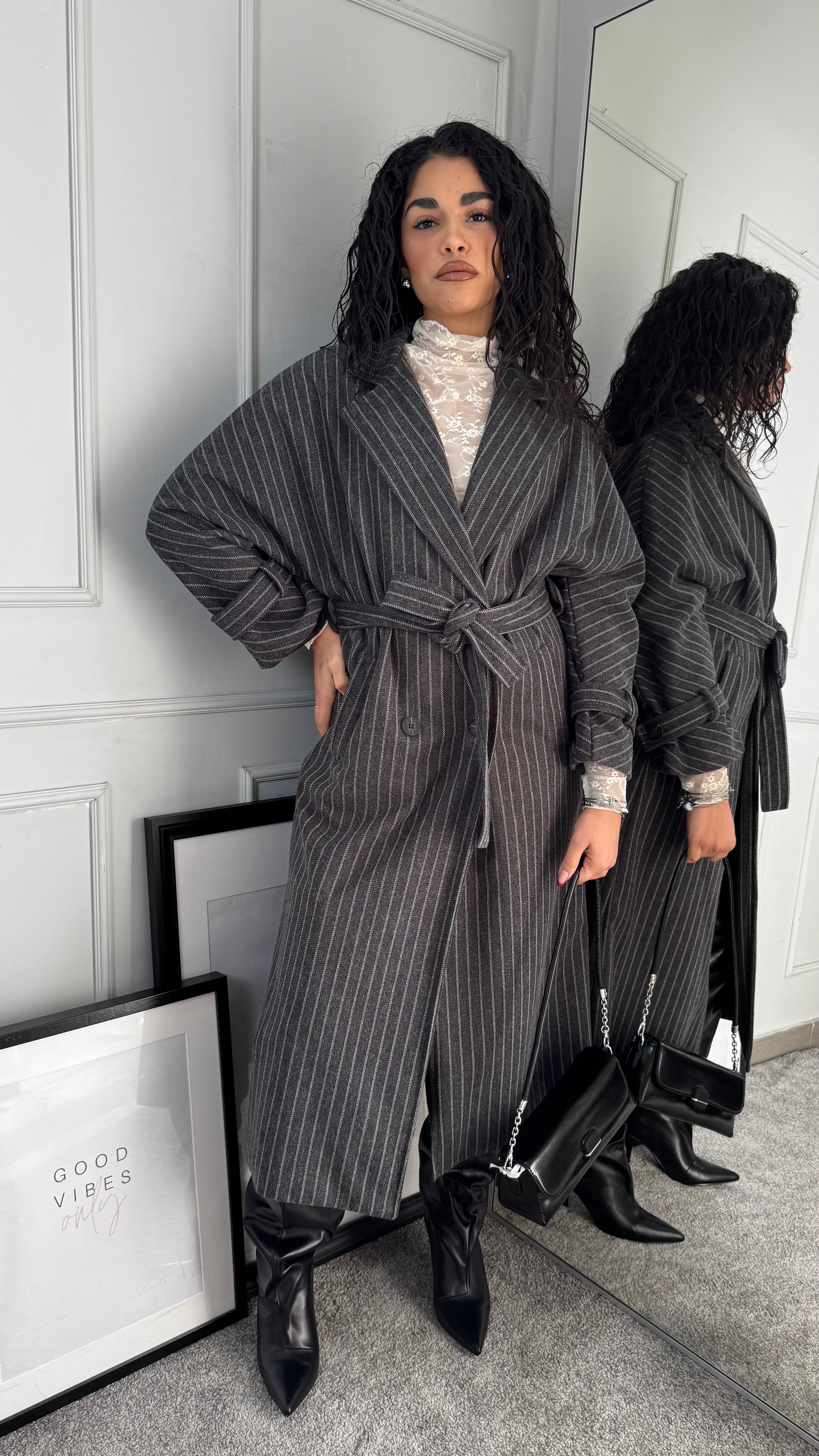 Cappotto gessato Greta