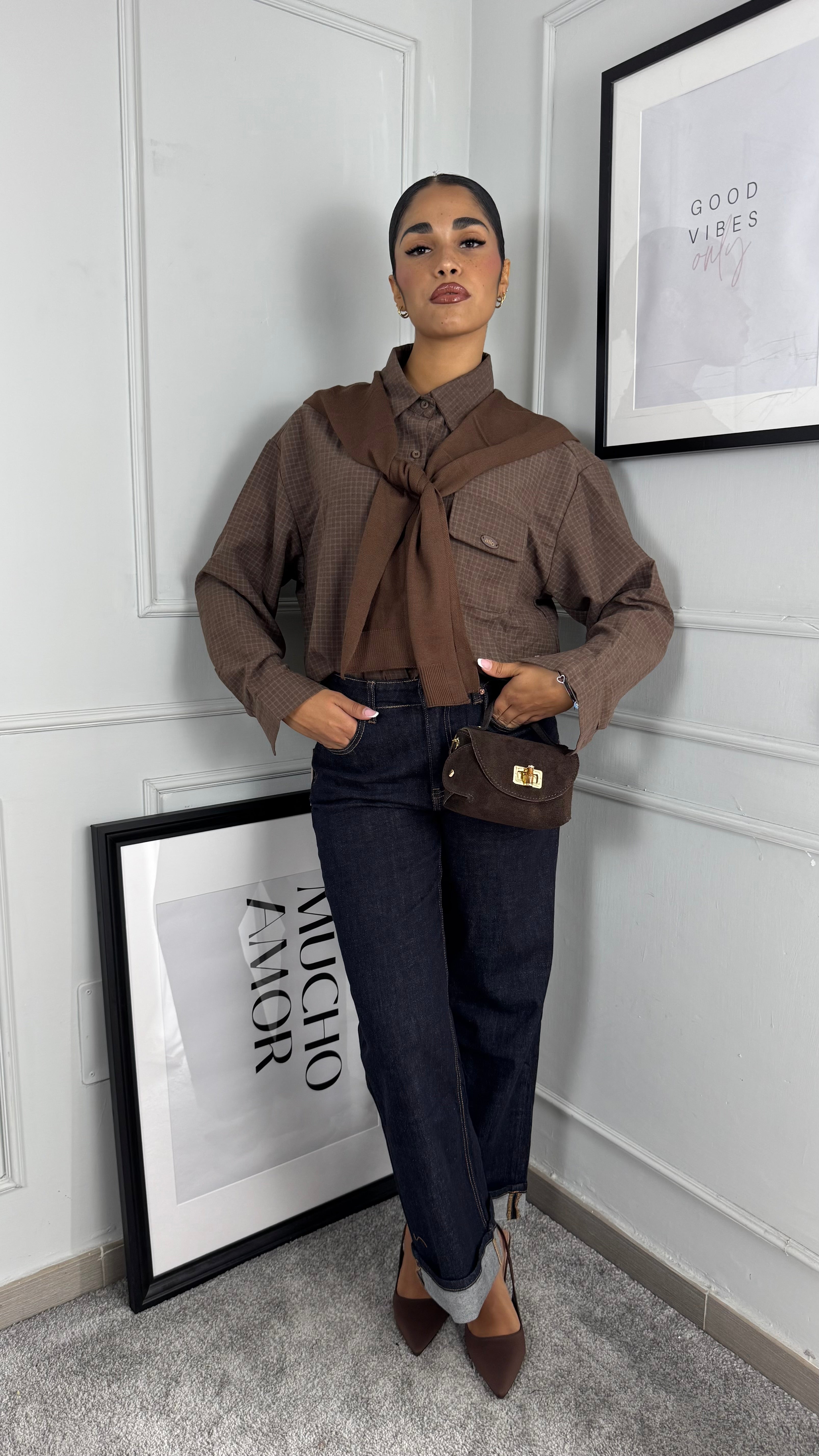 Camicia mini quadri allo