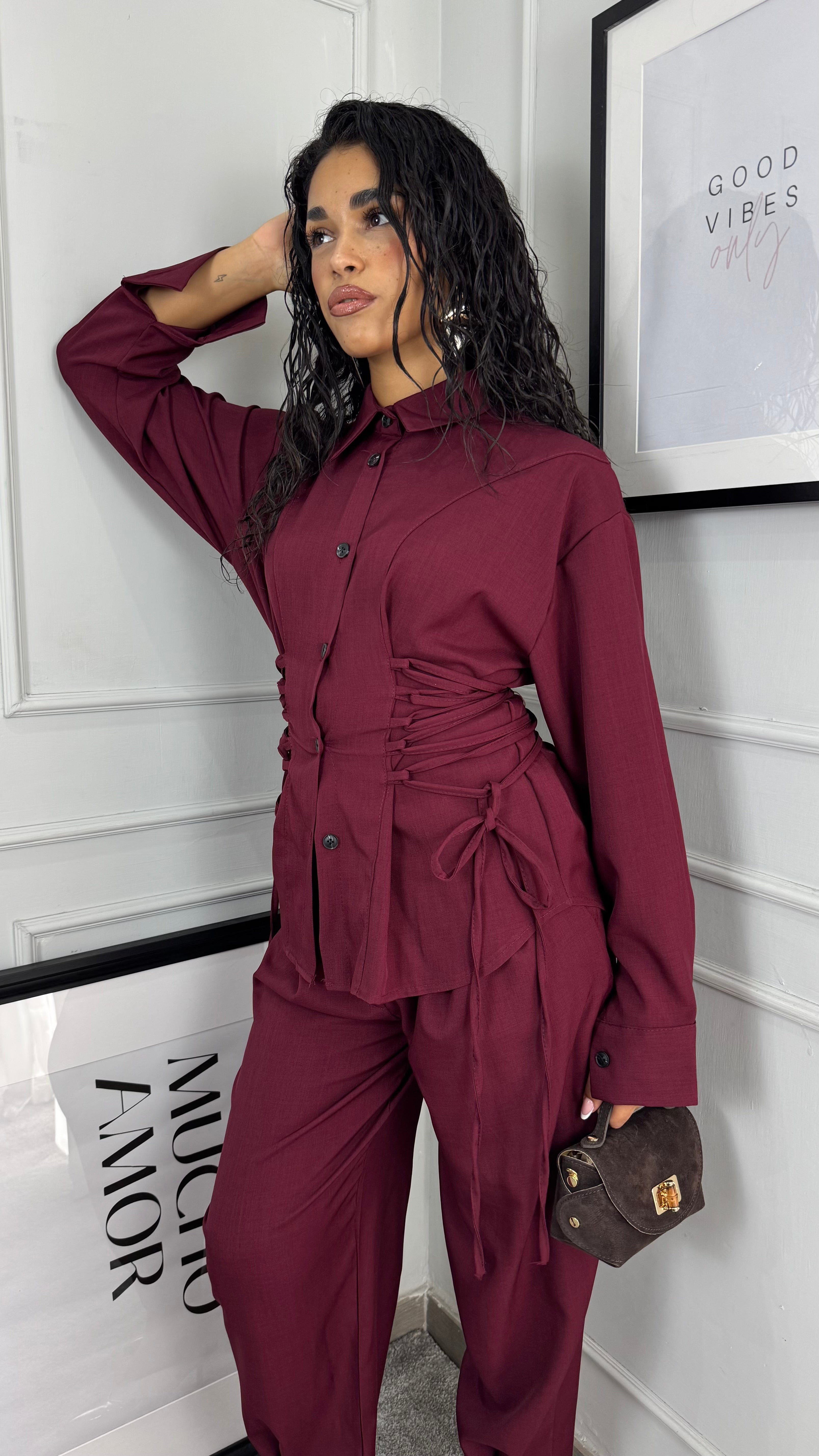 Coordinato stringhe bordeaux