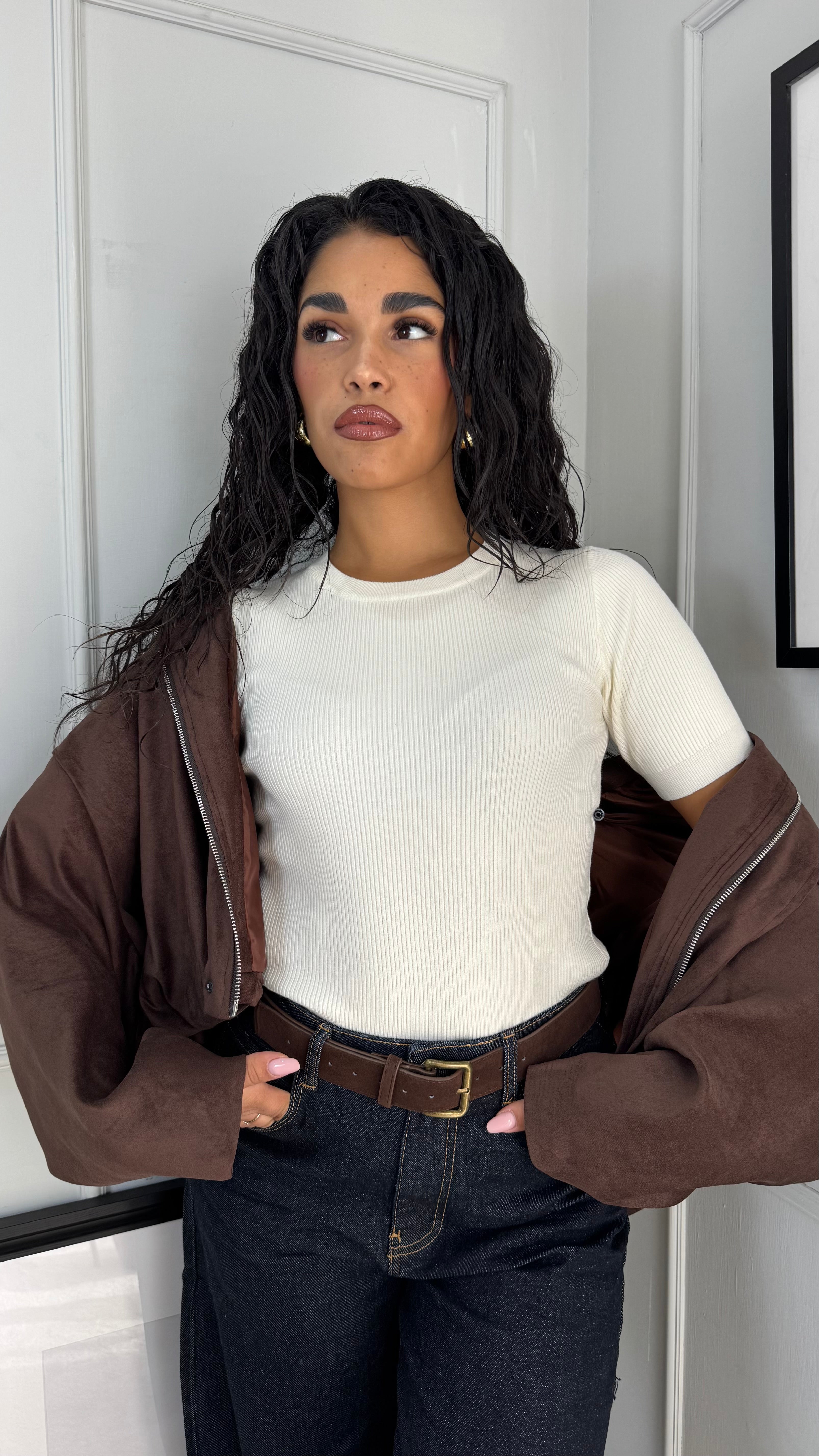 T-shirt in lana rasata