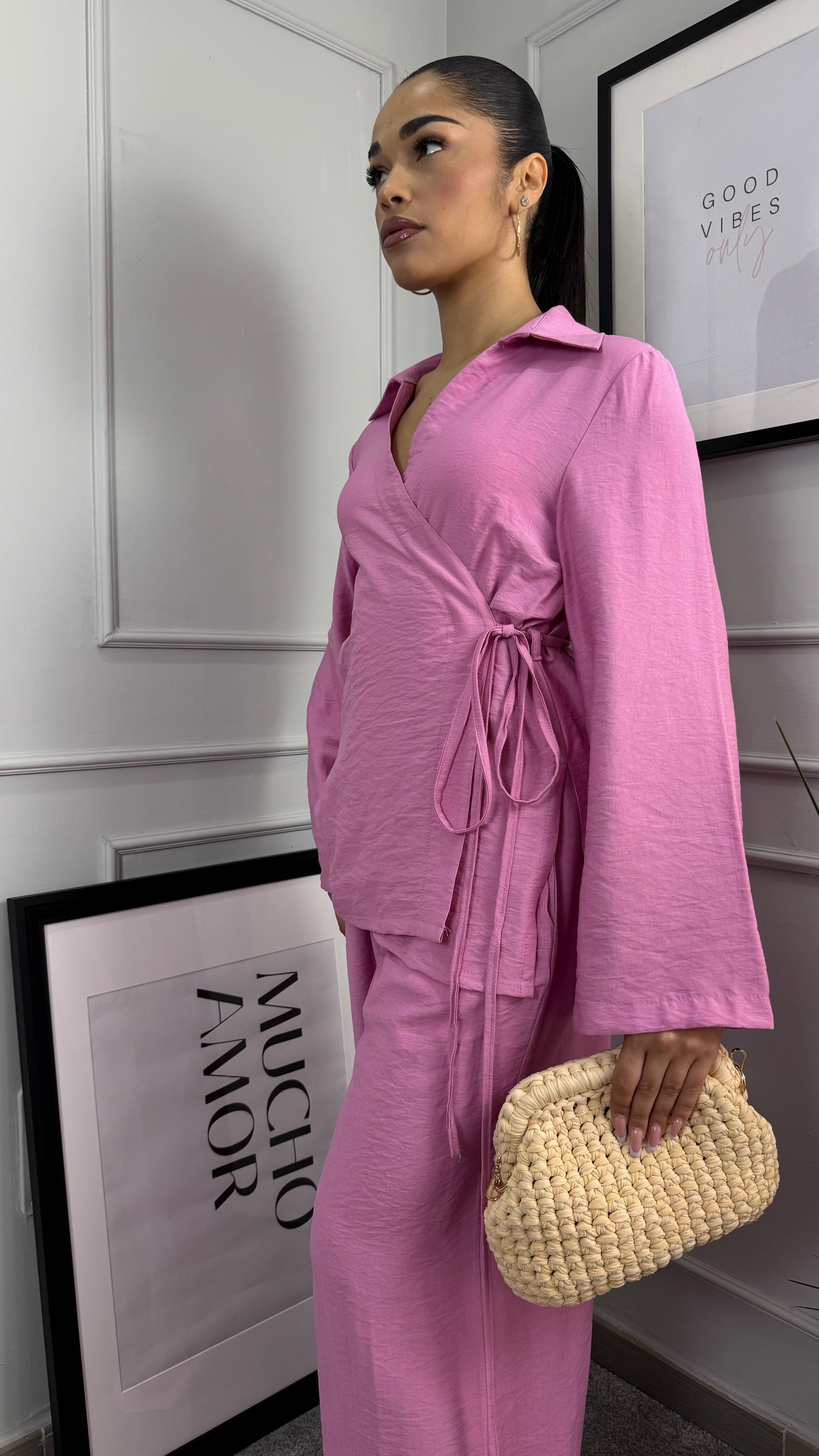 Coordinato misto lino pink