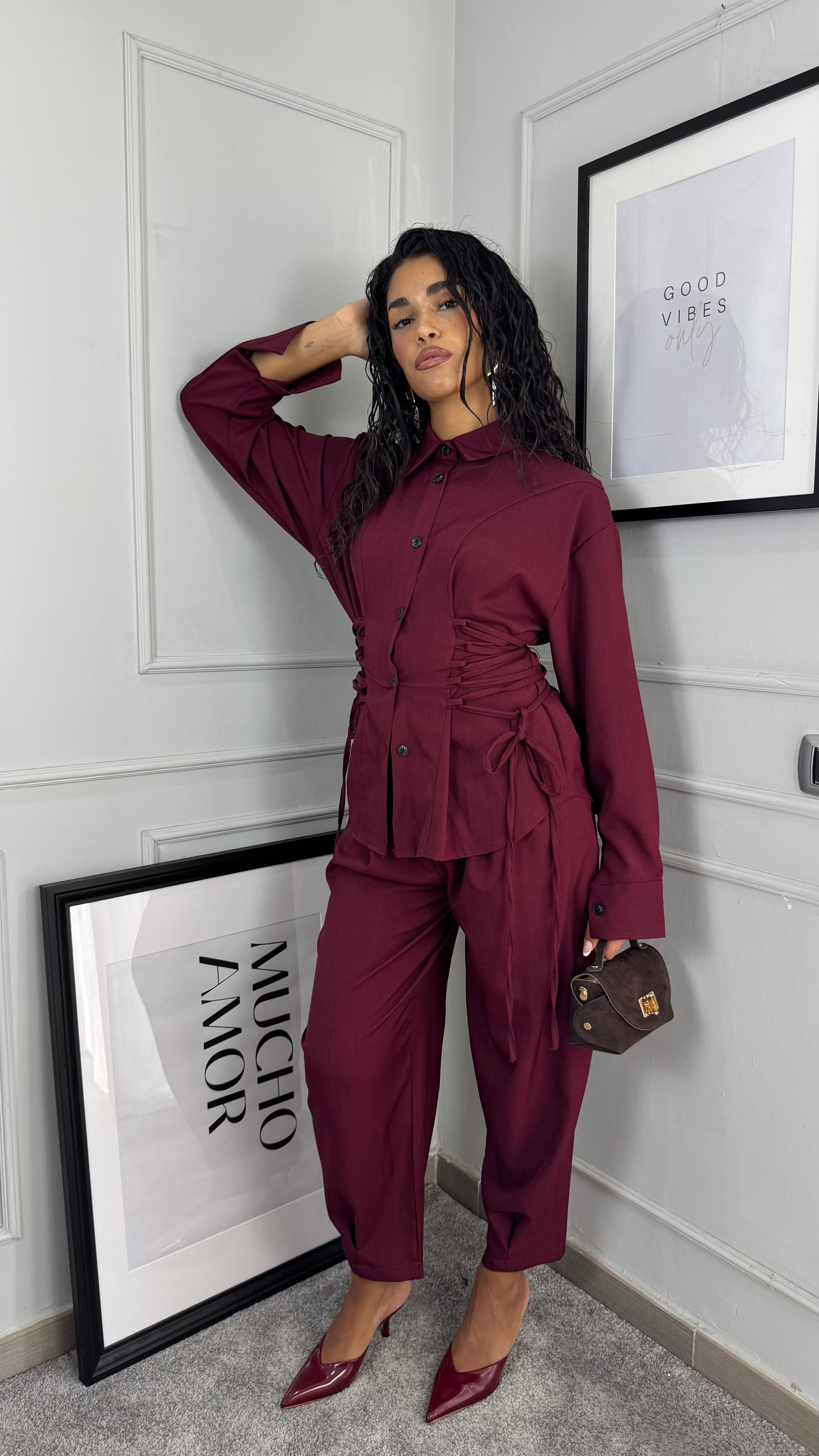 Coordinato stringhe bordeaux