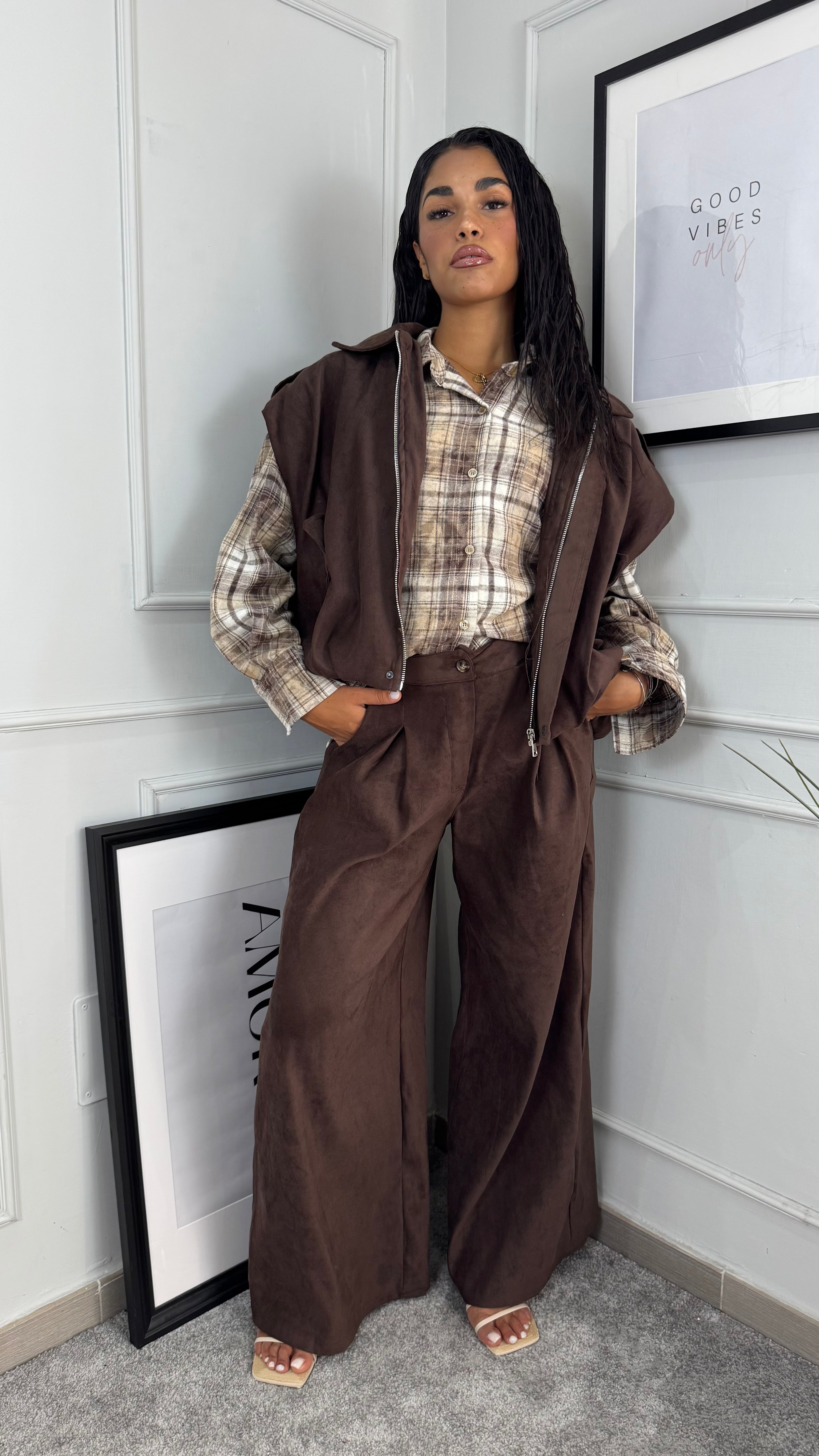 Pantaloni scamosciati brown