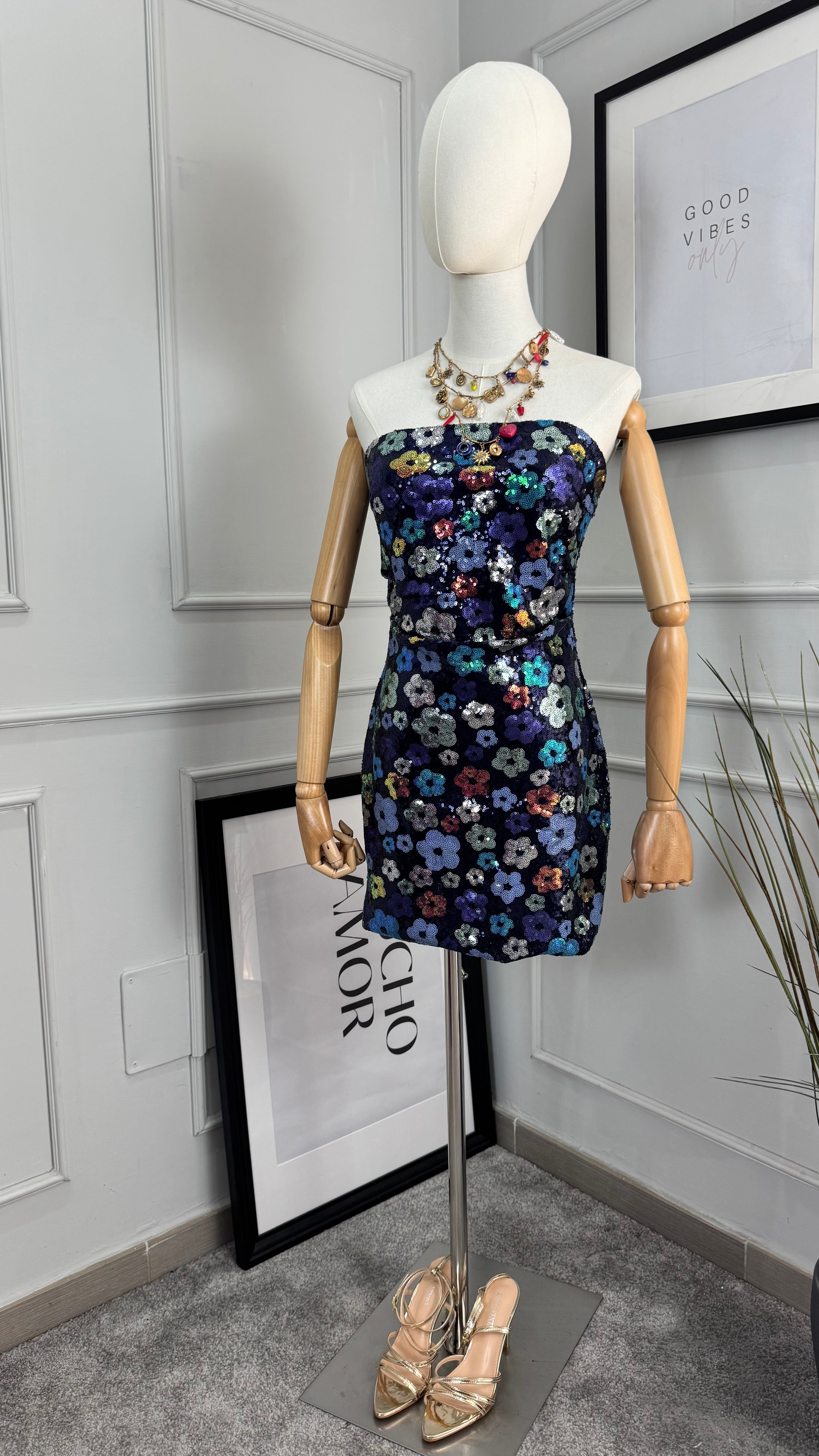 Abito flowers paillettes
