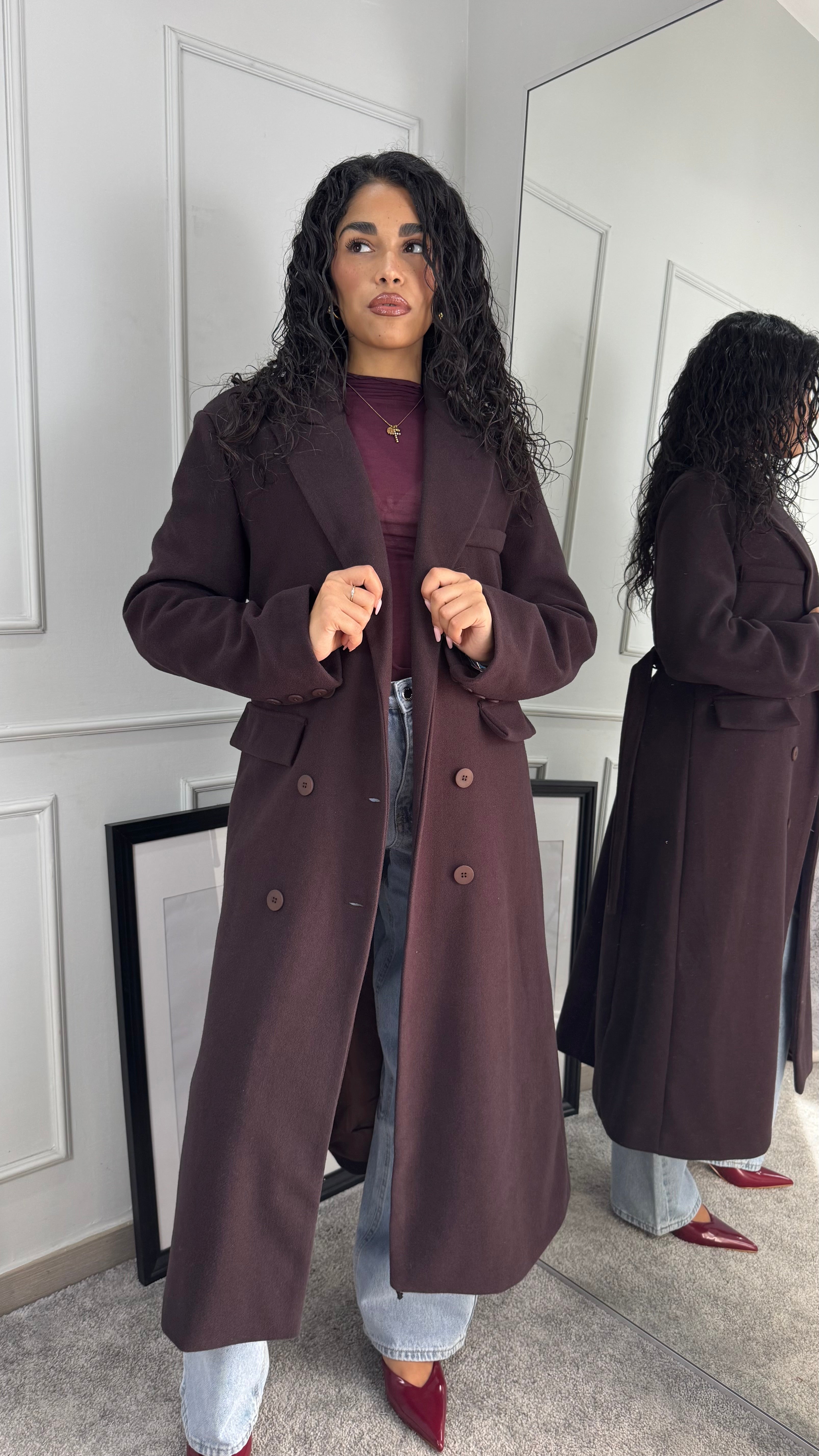 Cappotto doppiopetto prugna